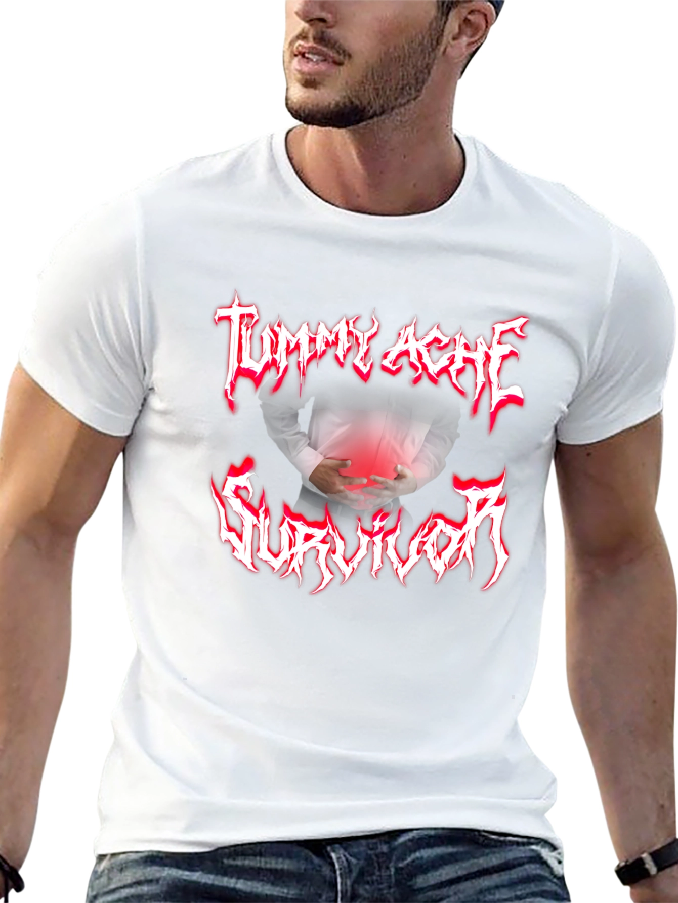 Tummy Ache Survivor Graphic Tee - Black