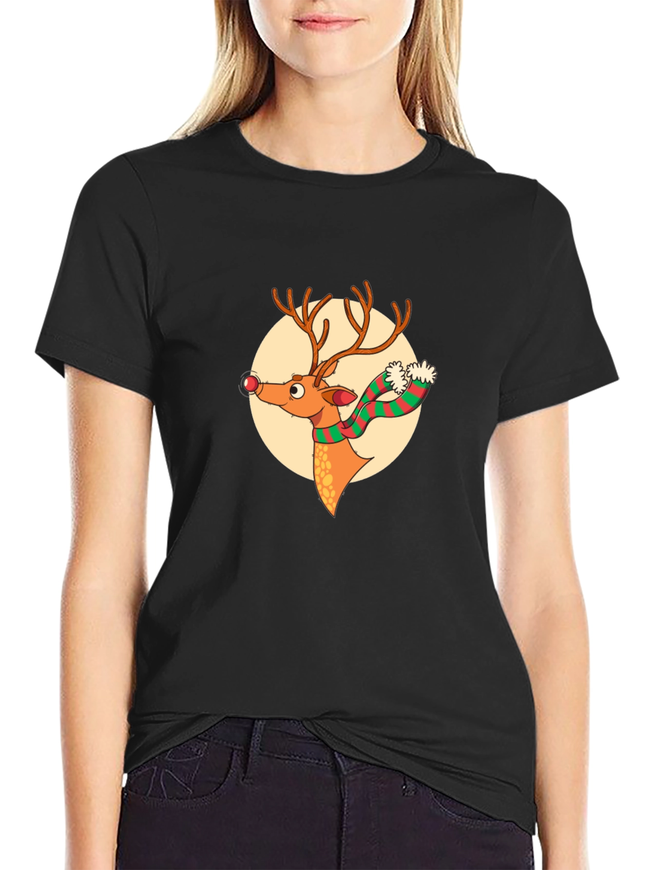 Festive Reindeer Graphic Tee - Holiday Style