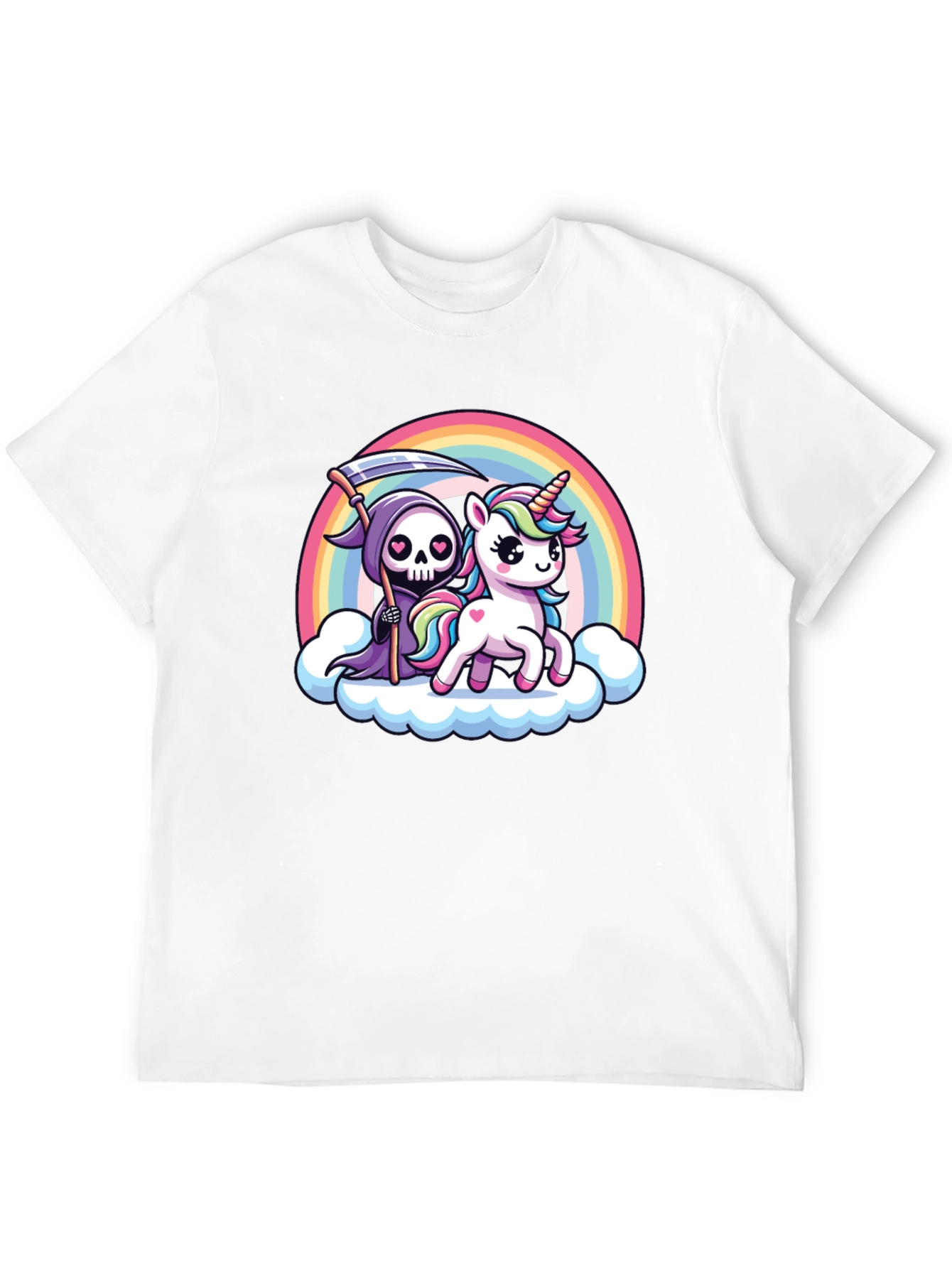 Grim Reaper Unicorn Rainbow T-Shirt