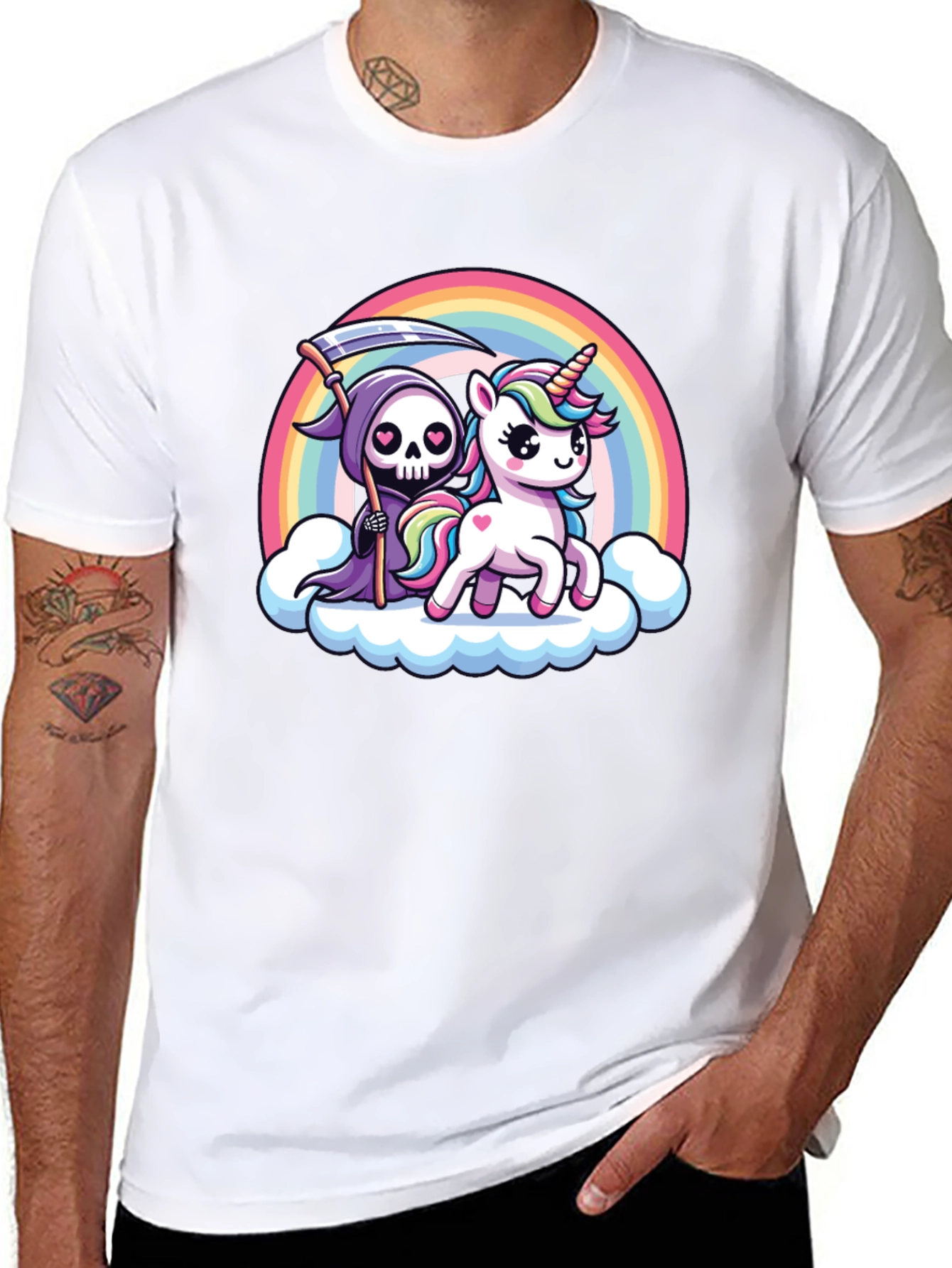 Grim Reaper Unicorn Rainbow T-Shirt