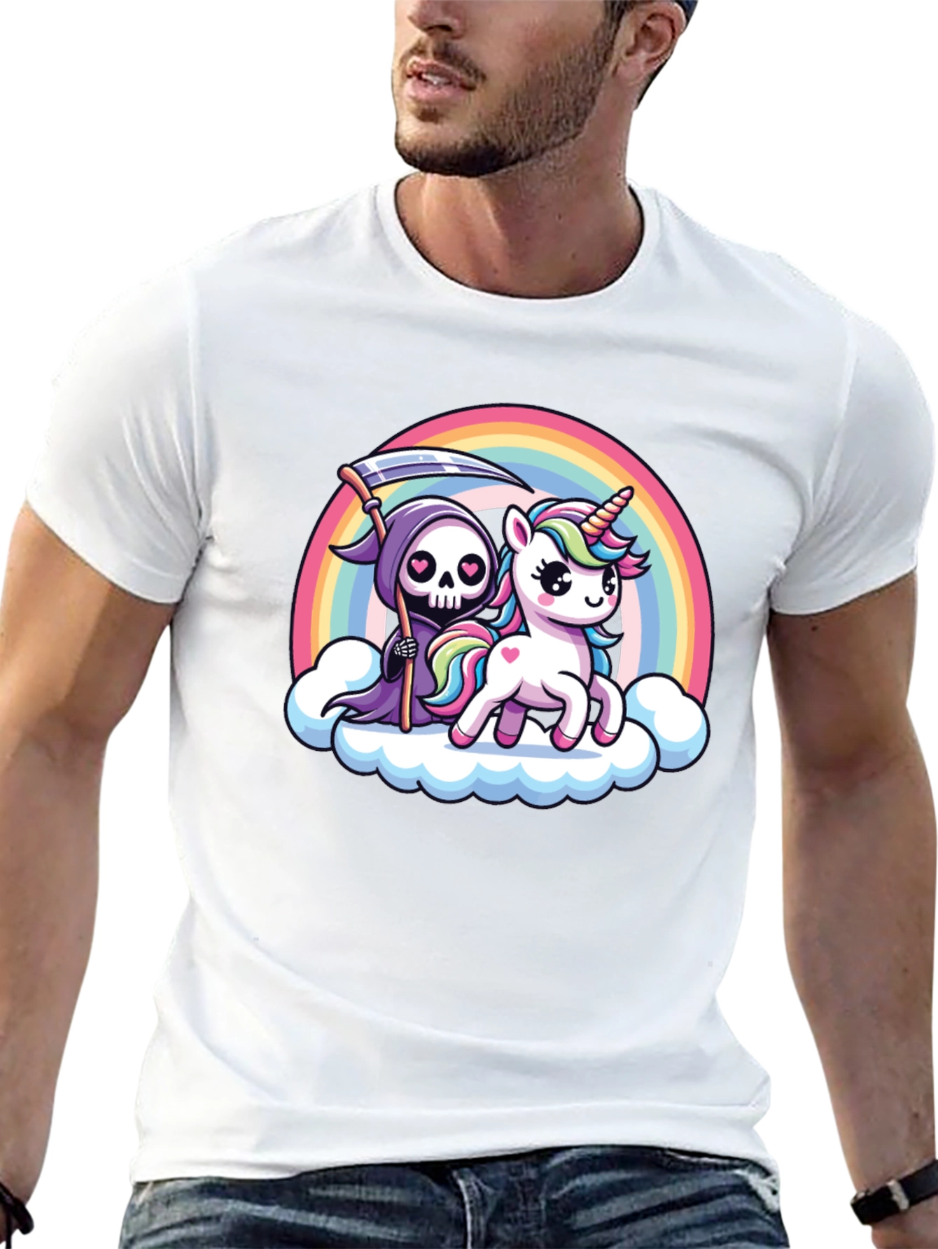 Grim Reaper Unicorn Rainbow T-Shirt