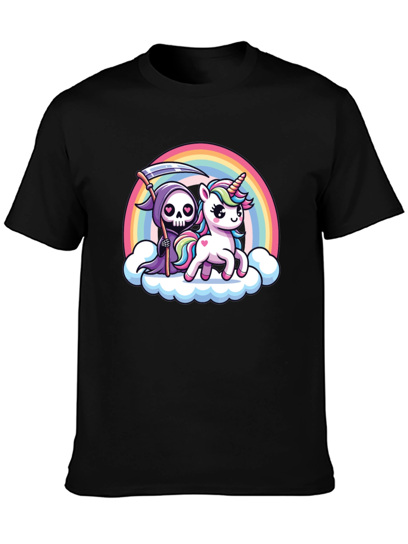 Grim Reaper Unicorn Rainbow T-Shirt