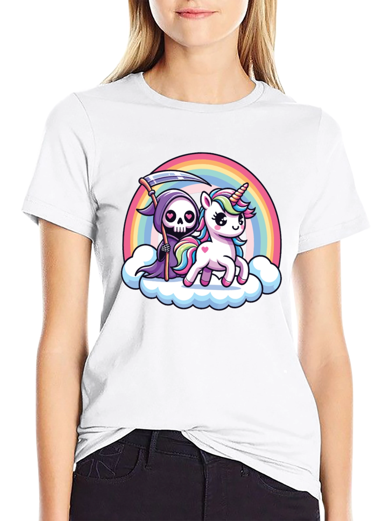 Grim Reaper Unicorn Rainbow T-Shirt