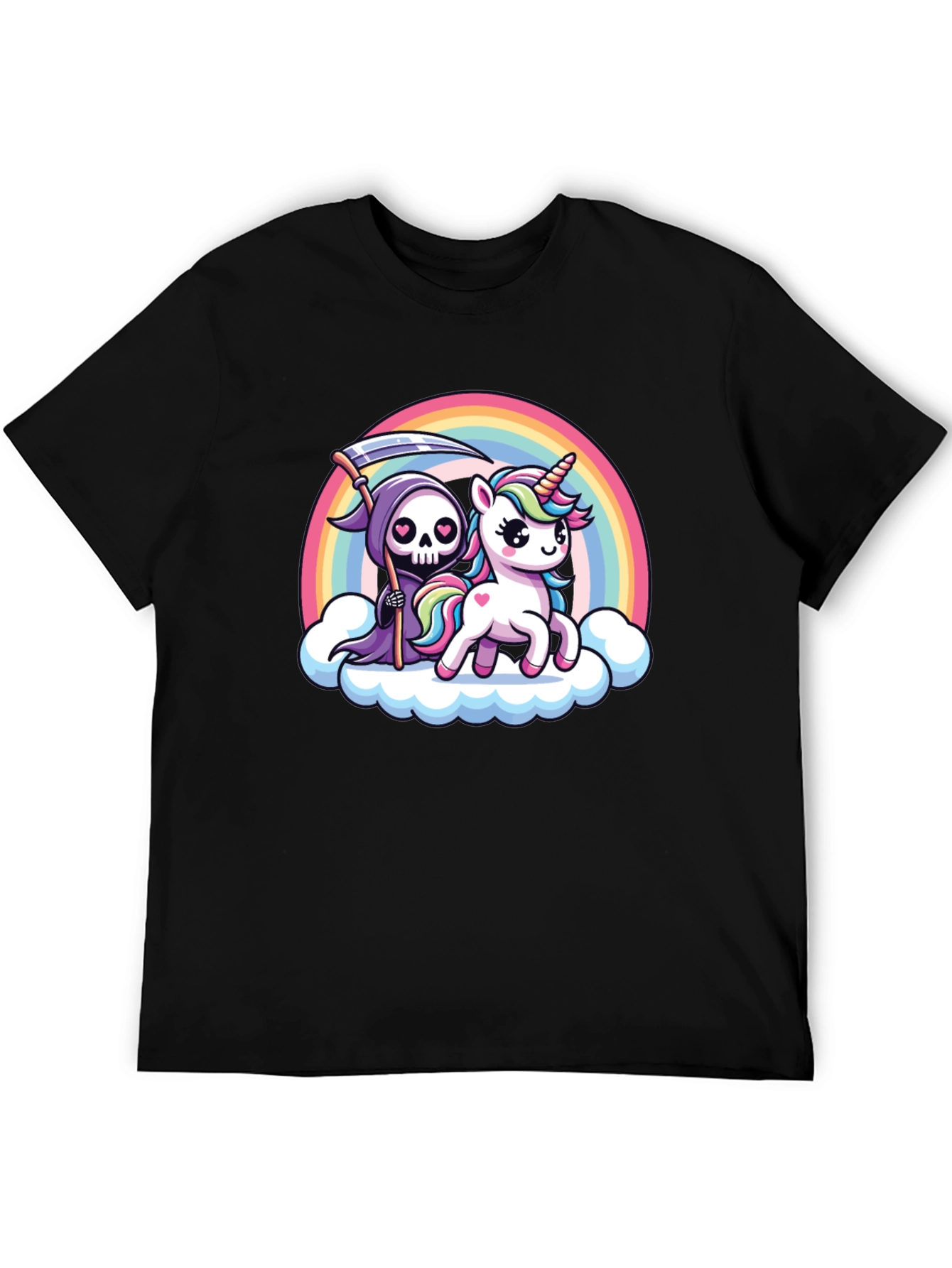 Grim Reaper Unicorn Rainbow T-Shirt