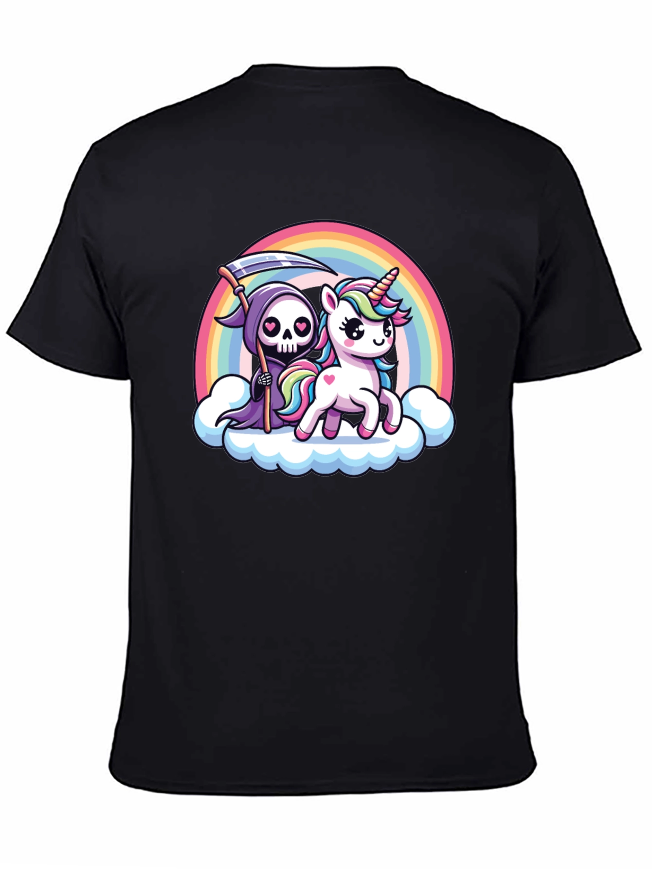 Grim Reaper Unicorn Rainbow T-Shirt