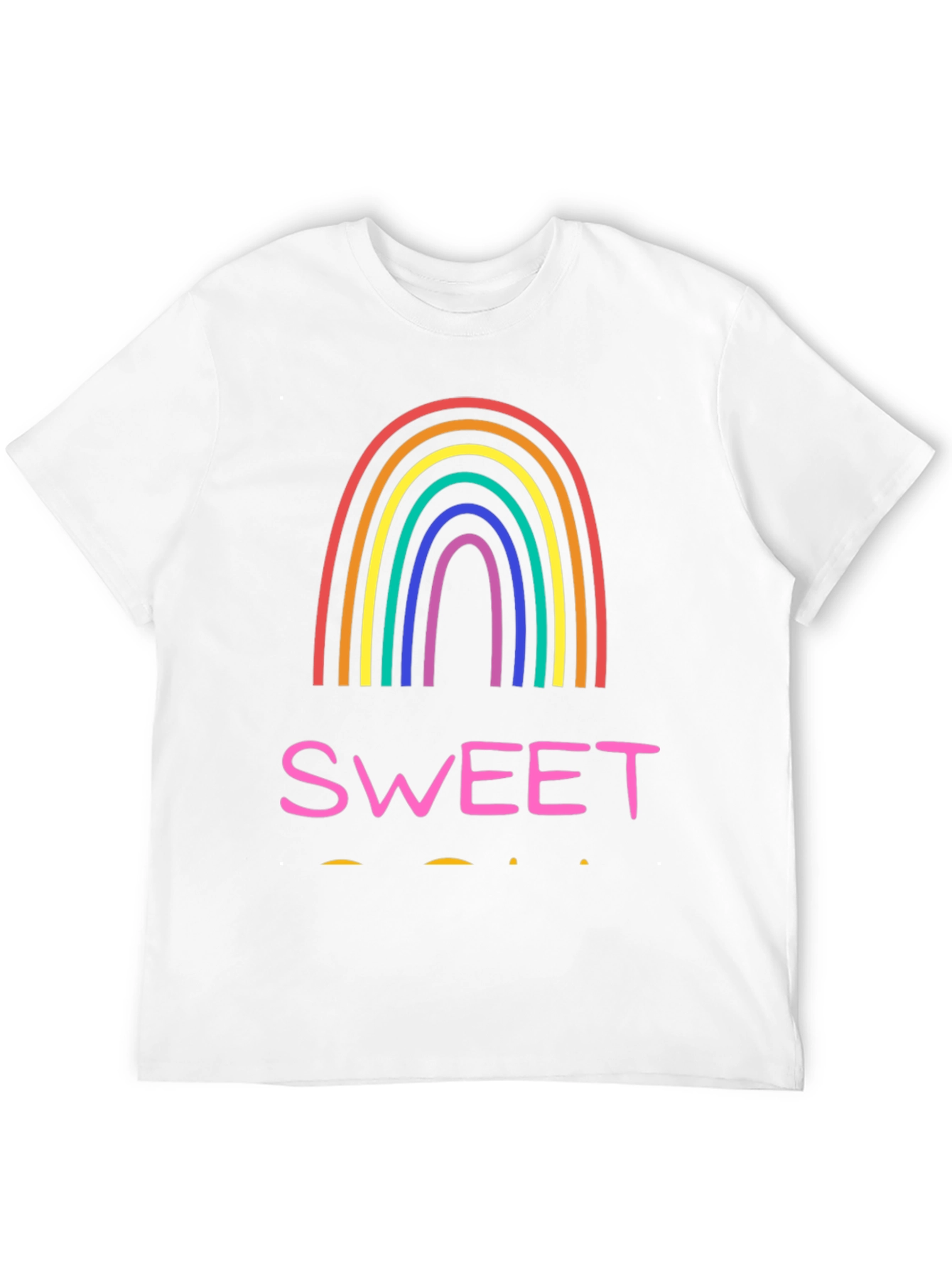 Sweet Rainbow Graphic Tee - Casual Black T-Shirt