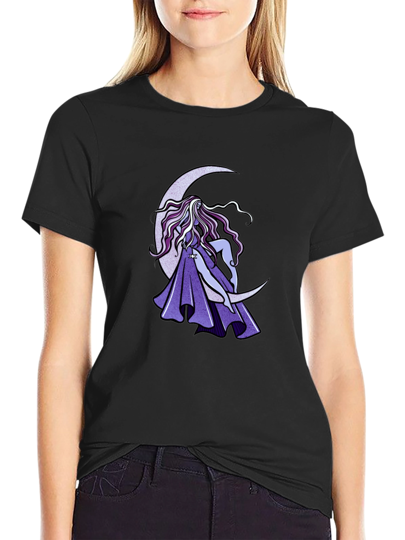 Moon Goddess Graphic Black T-Shirt