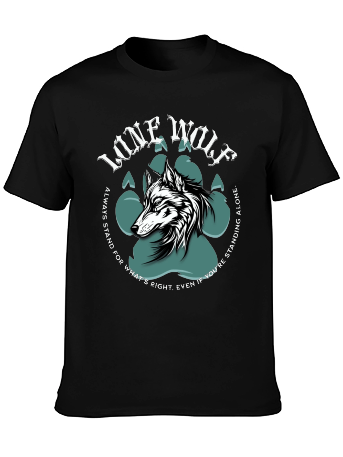 Lone Wolf Graphic Print Crew Neck T-Shirt