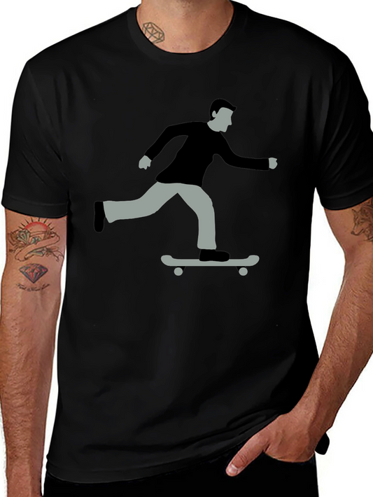 Skateboarder Graphic Tee - Black Cotton T-Shirt
