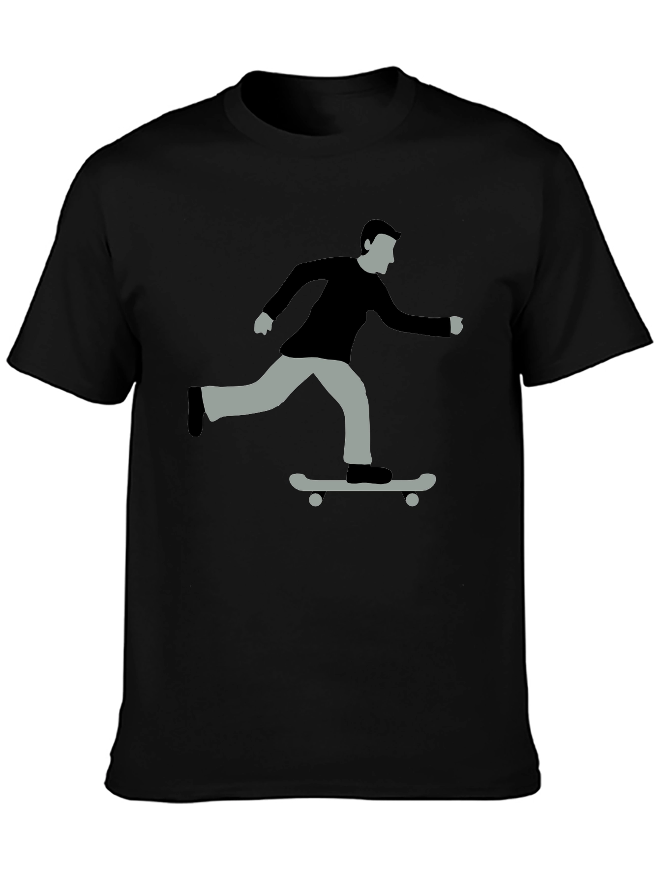 Skateboarder Graphic Tee - Black Cotton T-Shirt