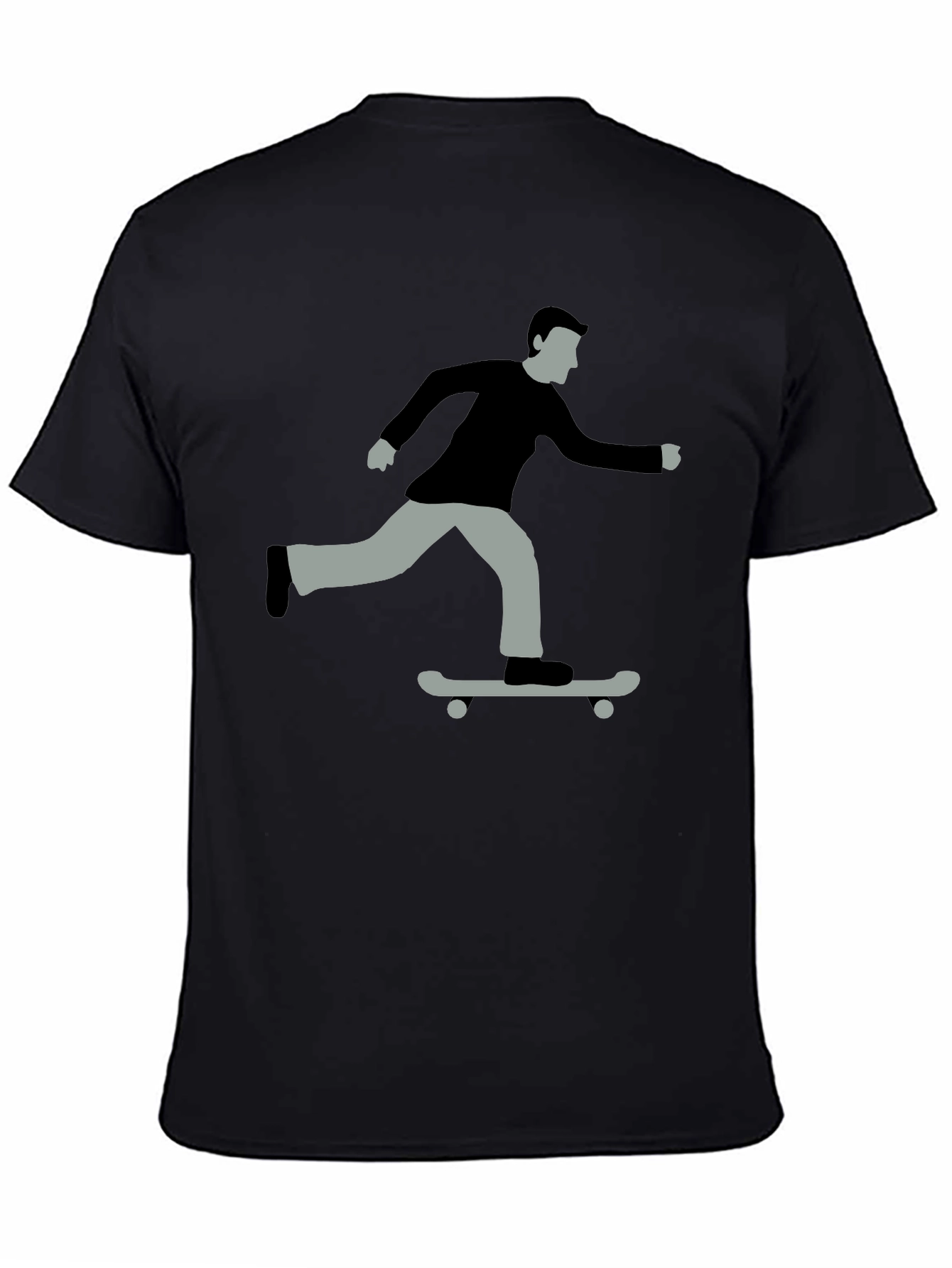 Skateboarder Graphic Tee - Black Cotton T-Shirt