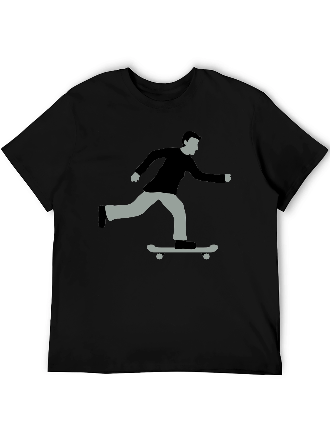 Skateboarder Graphic Tee - Black Cotton T-Shirt