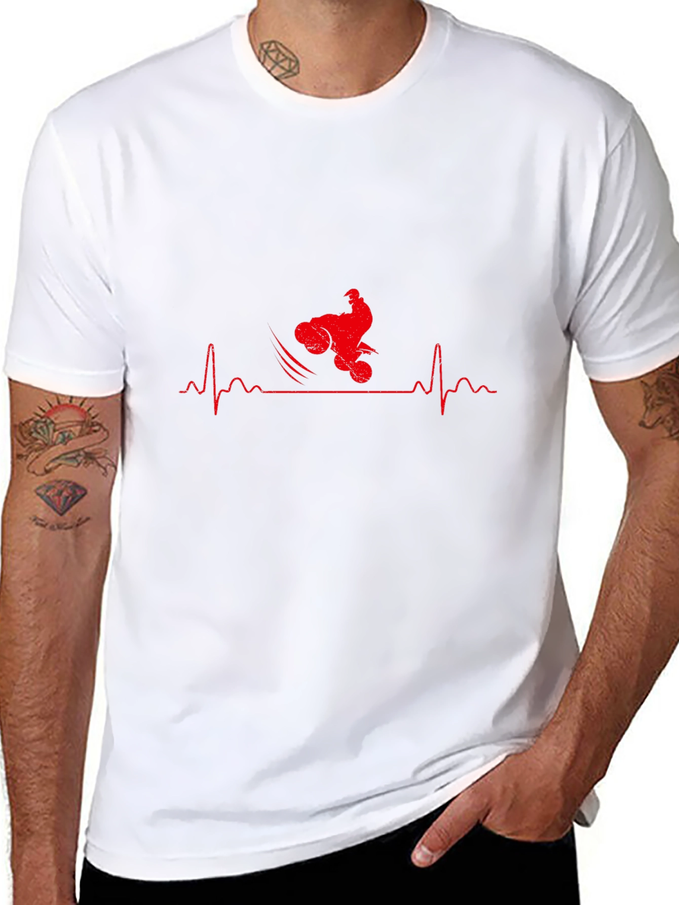 Motorcycle Heartbeat Graphic T-Shirt