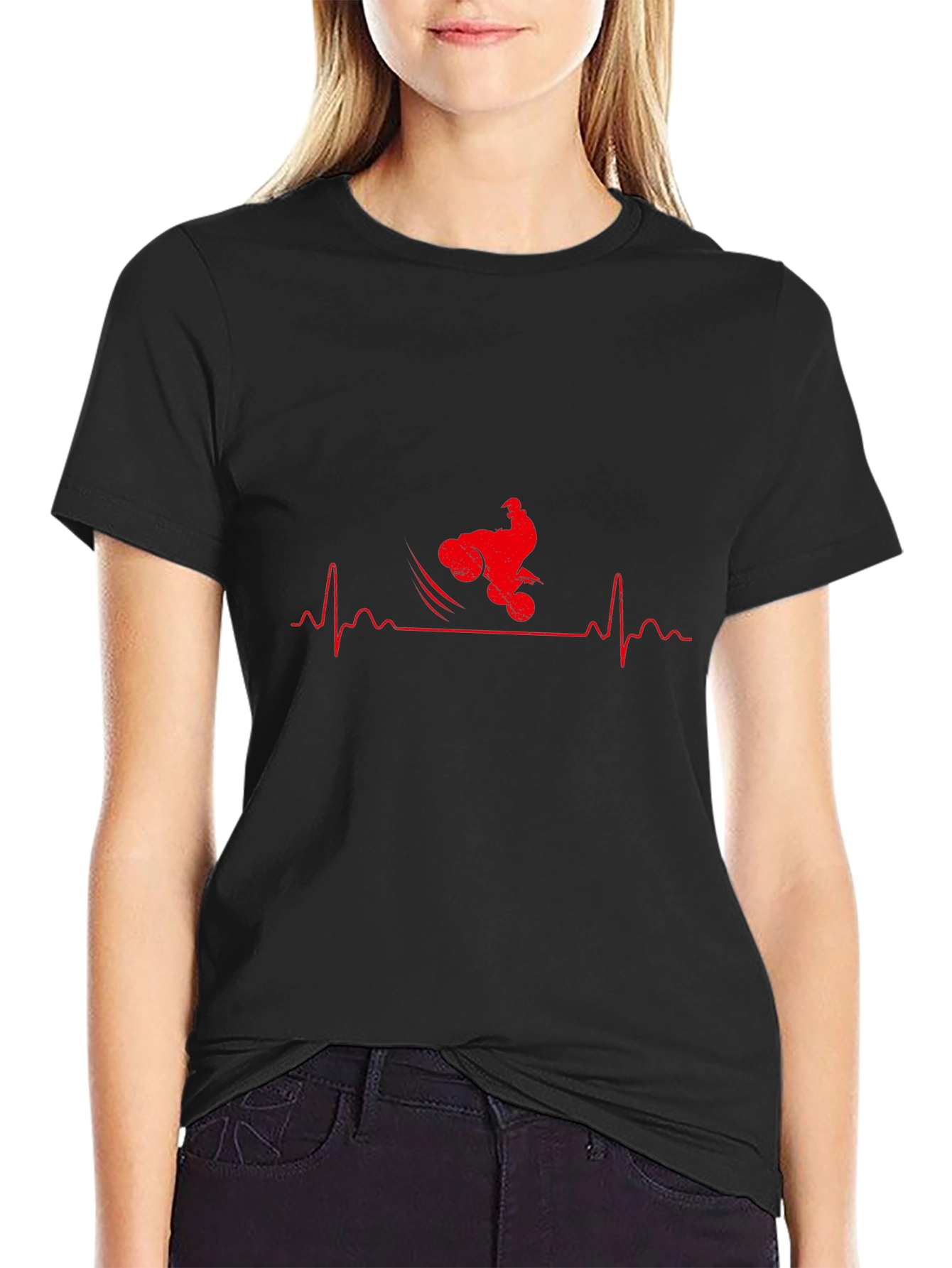 Motorcycle Heartbeat Graphic T-Shirt