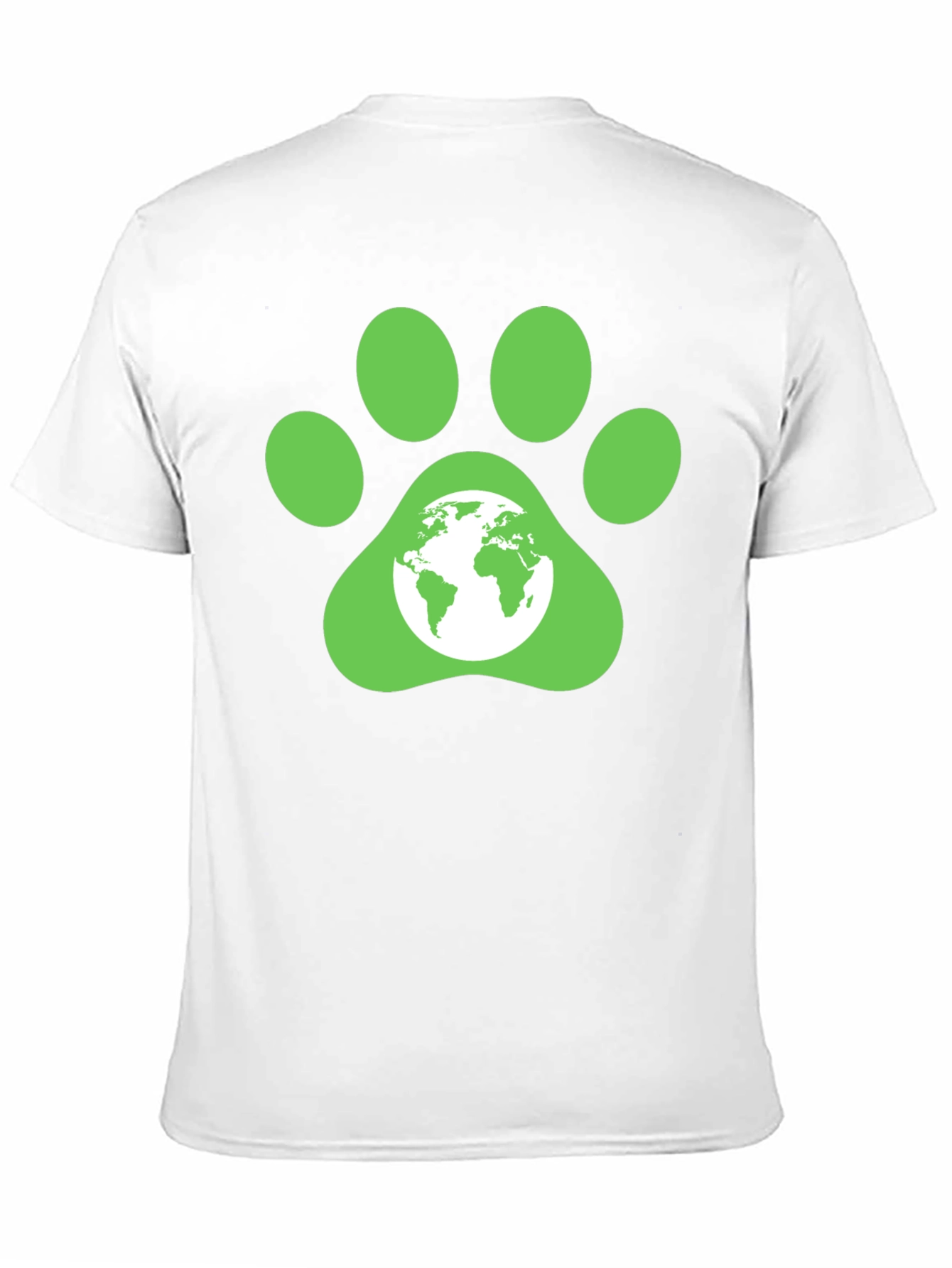 Green Paw Print Earth Graphic T-Shirt