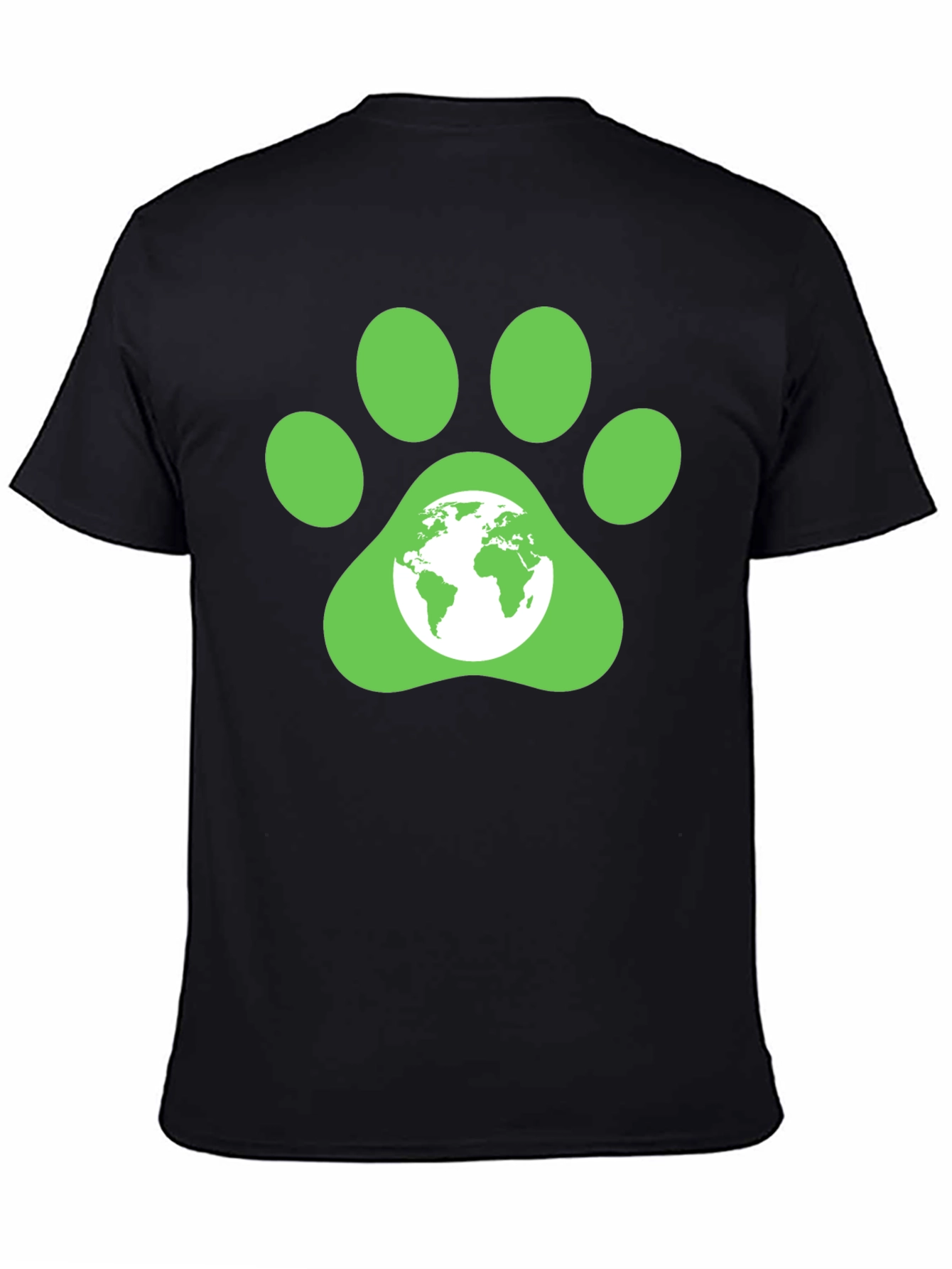 Green Paw Print Earth Graphic T-Shirt