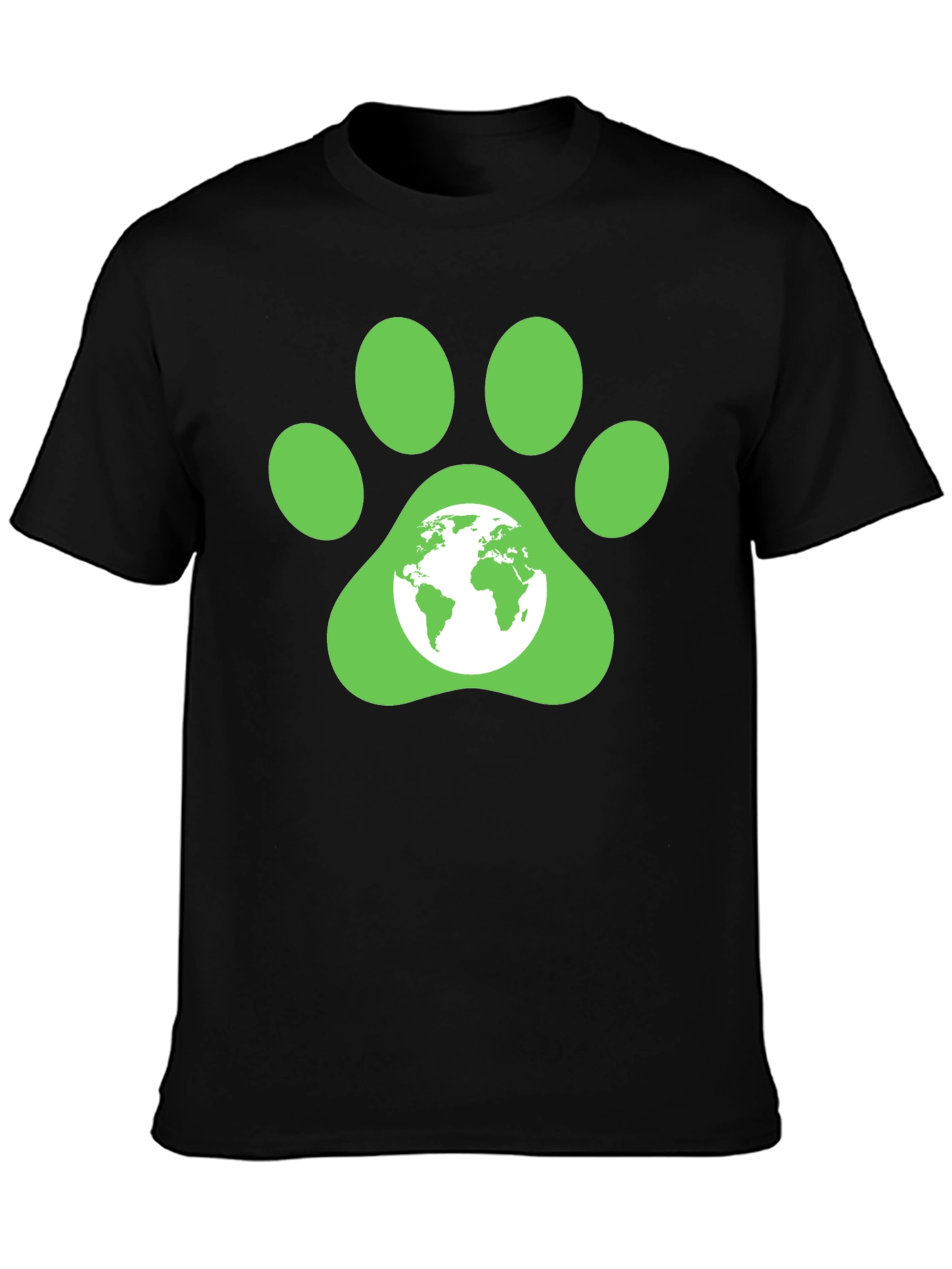 Green Paw Print Earth Graphic T-Shirt