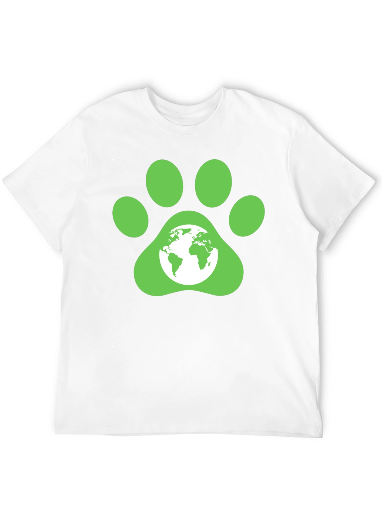 Green Paw Print Earth Graphic T-Shirt