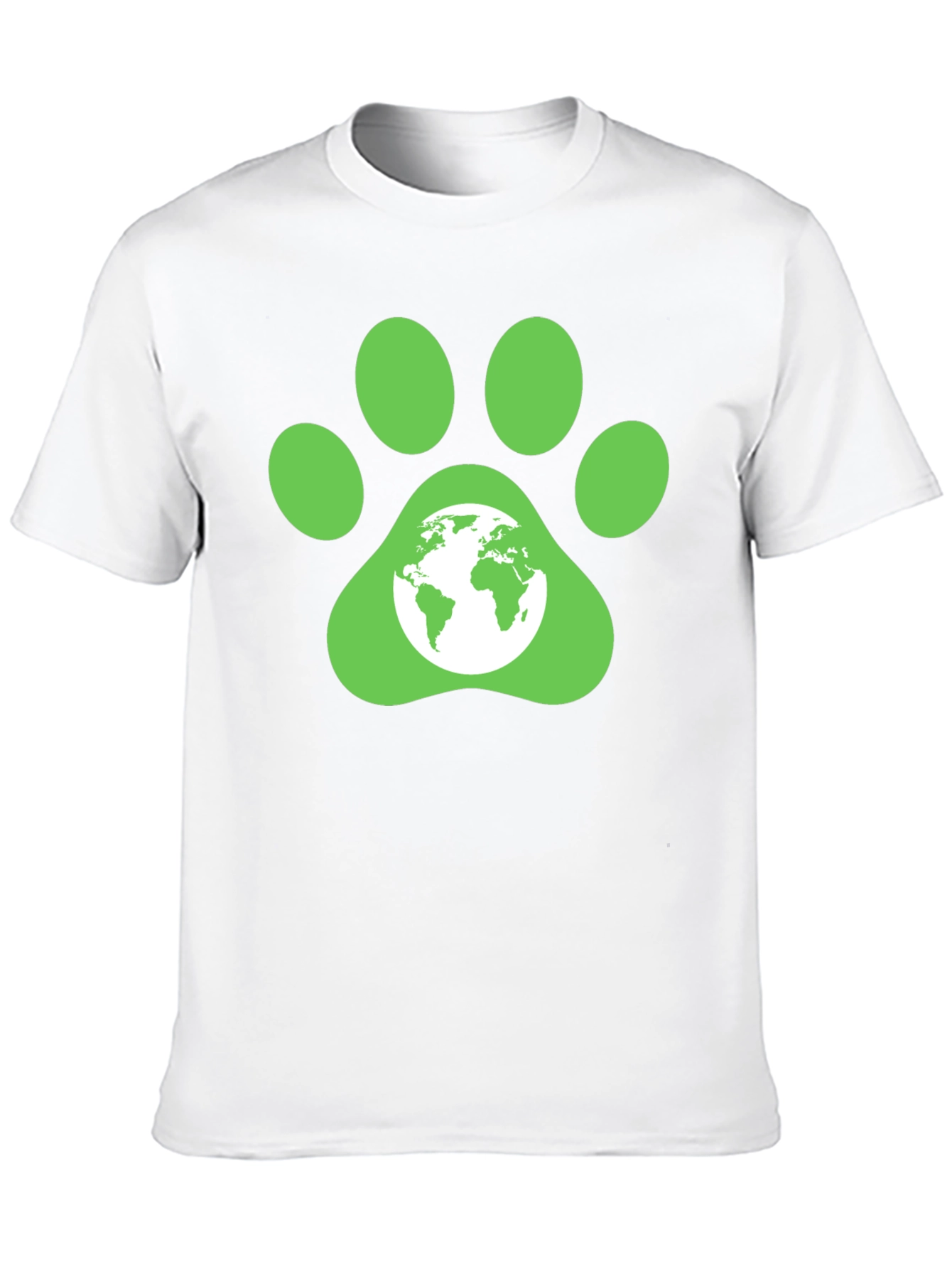 Green Paw Print Earth Graphic T-Shirt