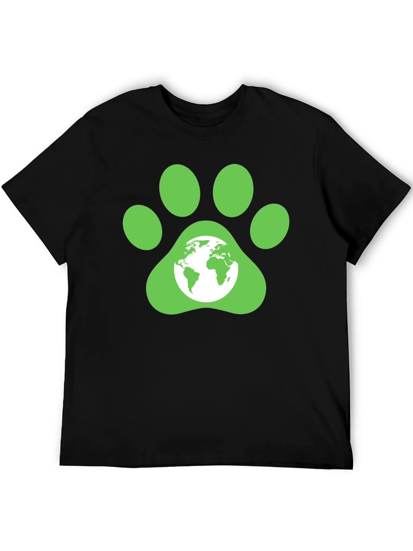 Green Paw Print Earth Graphic T-Shirt