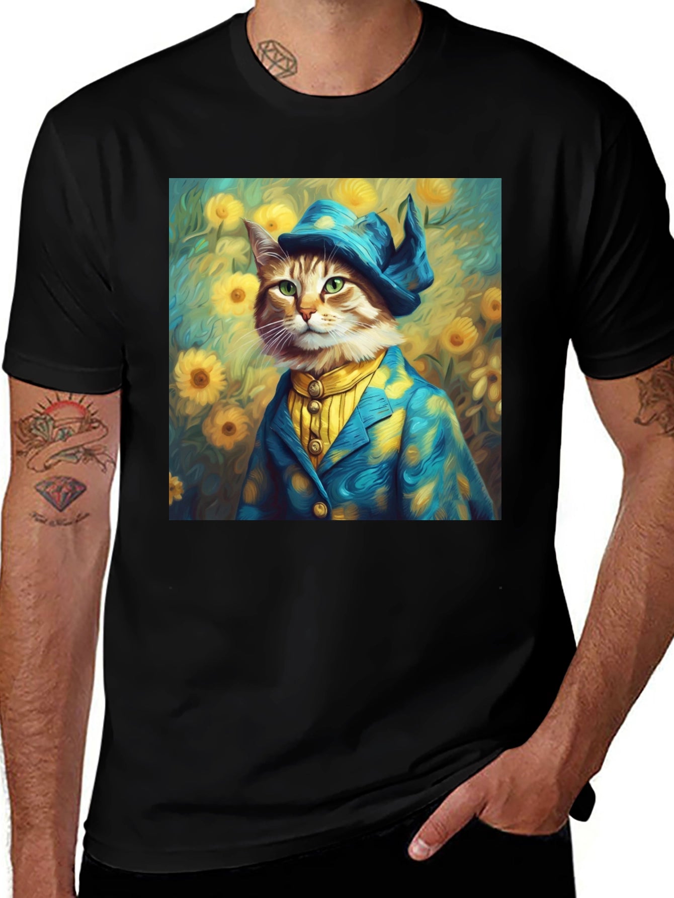 Dapper Cat Portrait T-Shirt