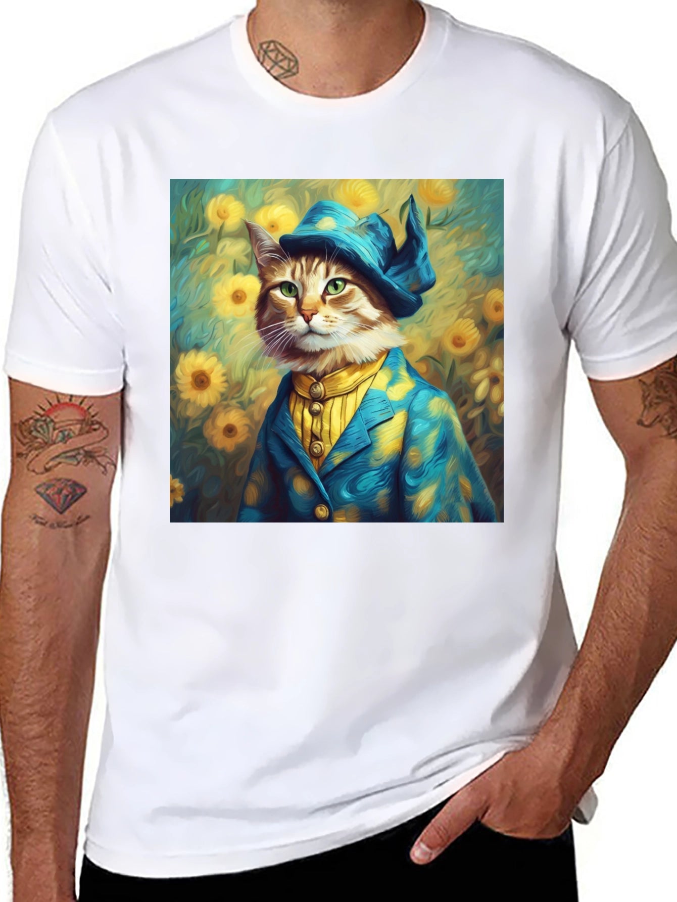 Dapper Cat Portrait T-Shirt
