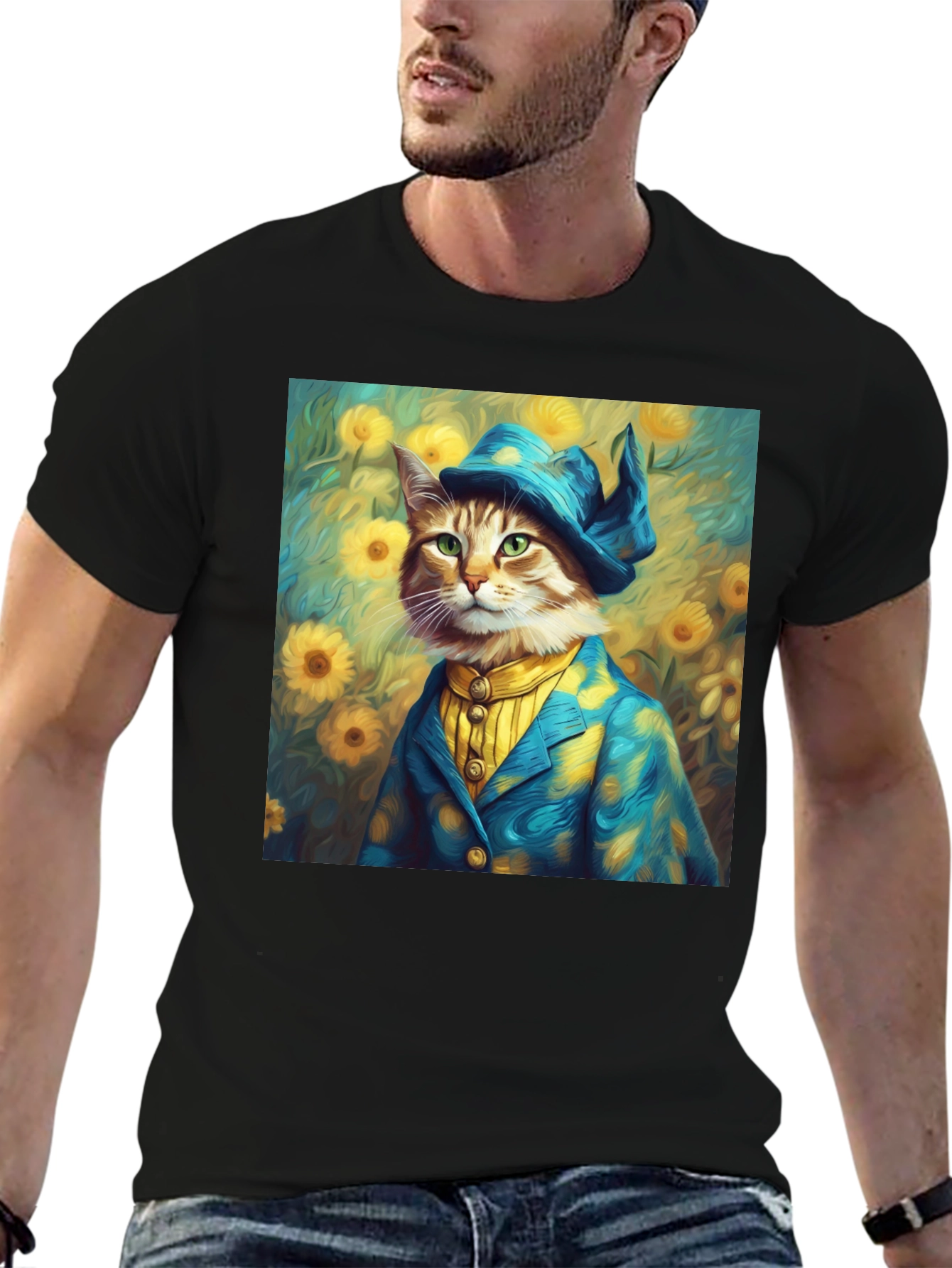 Dapper Cat Portrait T-Shirt