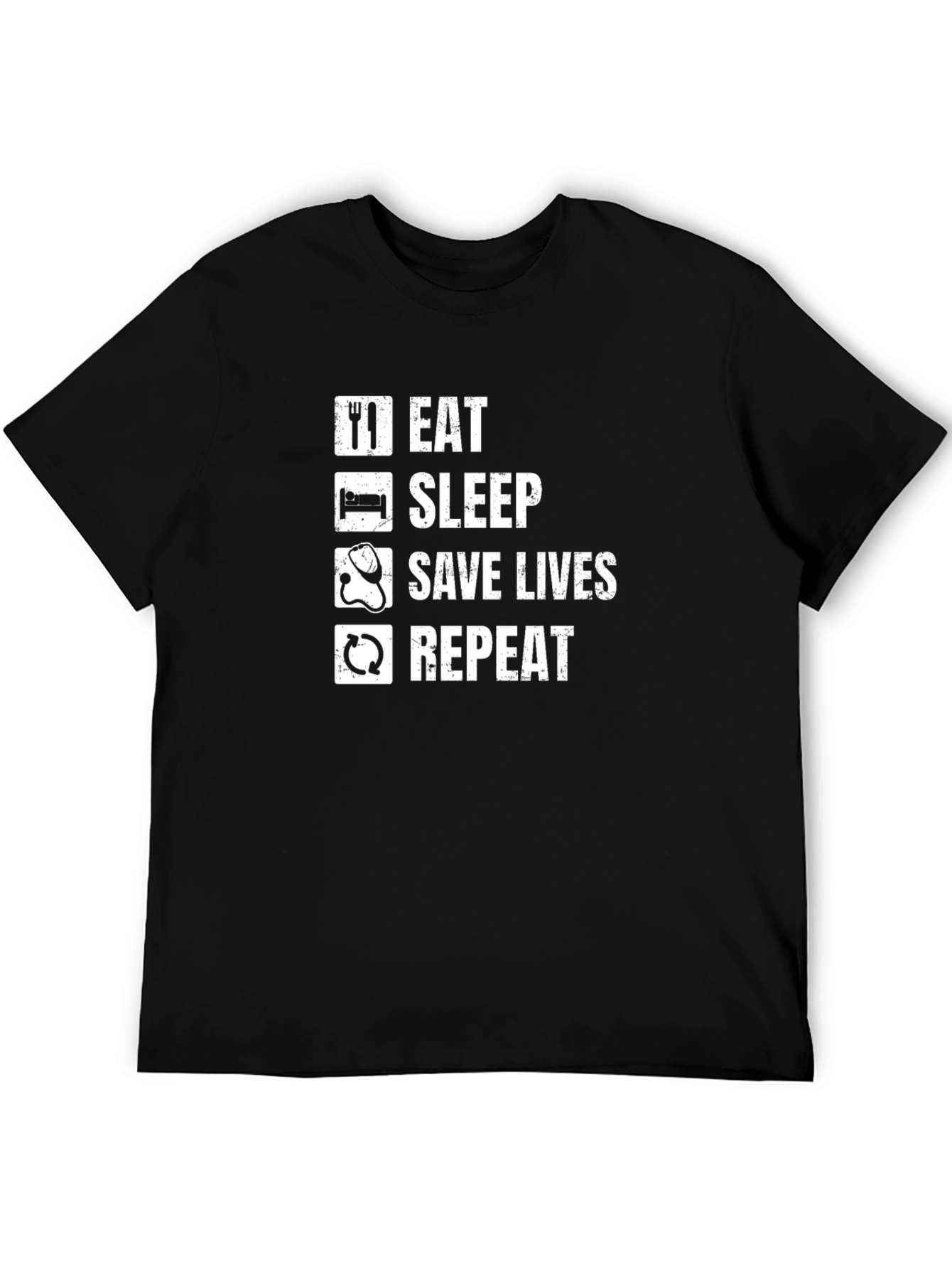 Eat Sleep Save Lives Repeat Graphic Tee - Black