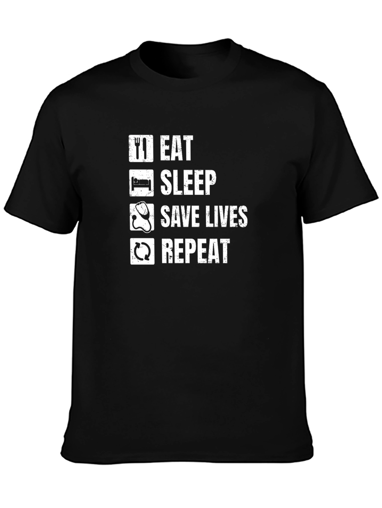 Eat Sleep Save Lives Repeat Graphic Tee - Black
