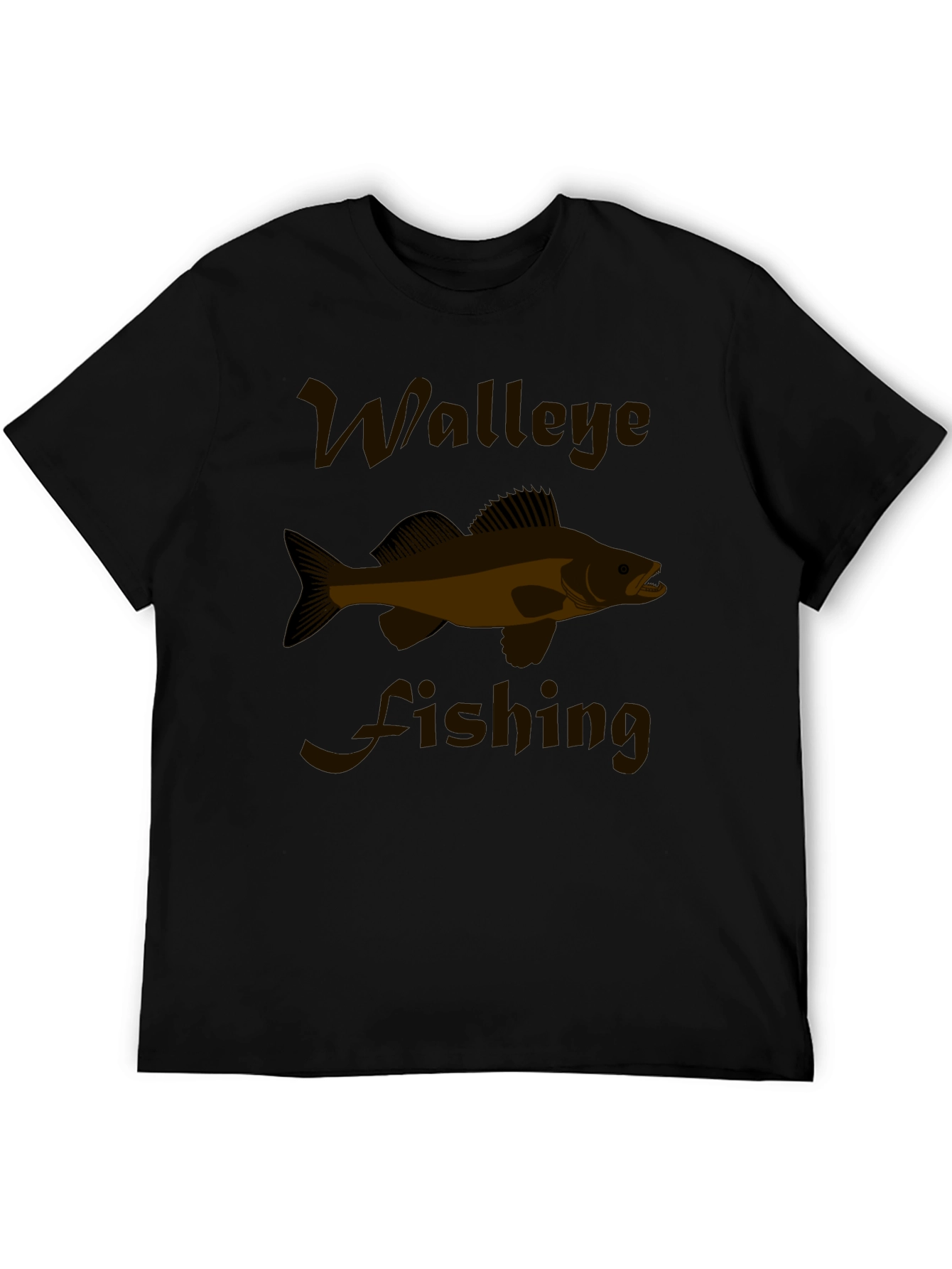 Walleye Fishing Graphic Tee - Black Cotton T-Shirt