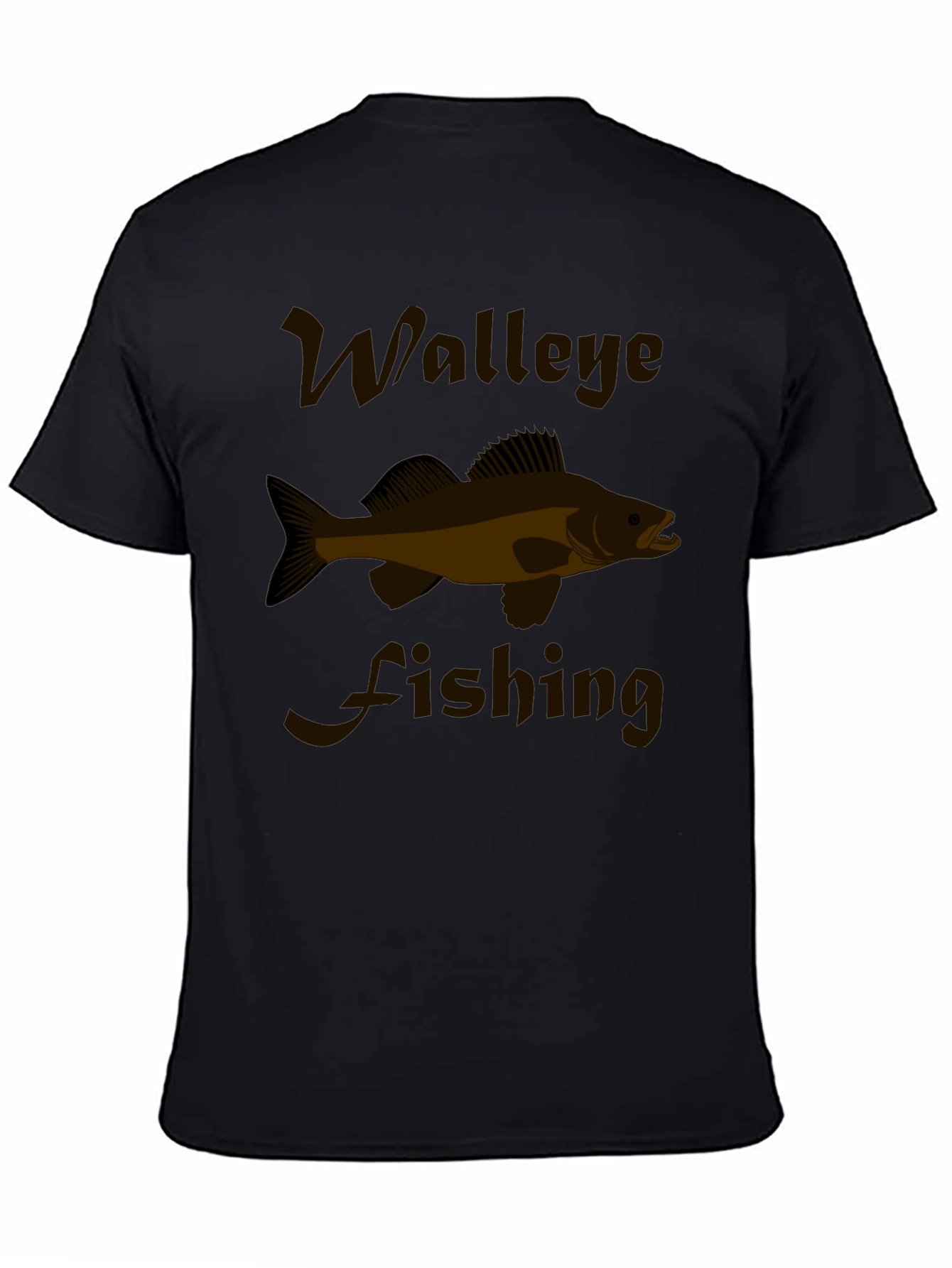 Walleye Fishing Graphic Tee - Black Cotton T-Shirt