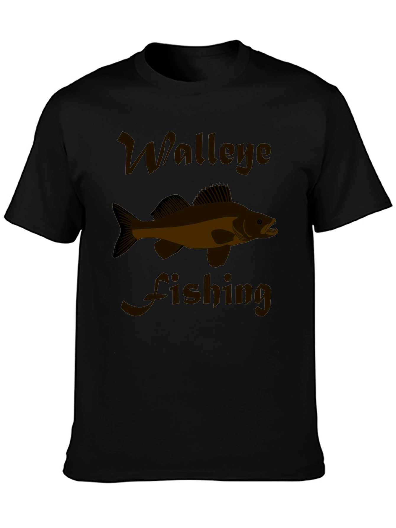 Walleye Fishing Graphic Tee - Black Cotton T-Shirt