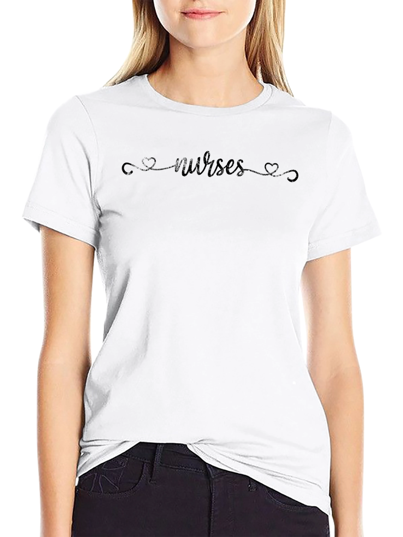 Nurses Heart Graphic Tee - Black Casual T-Shirt