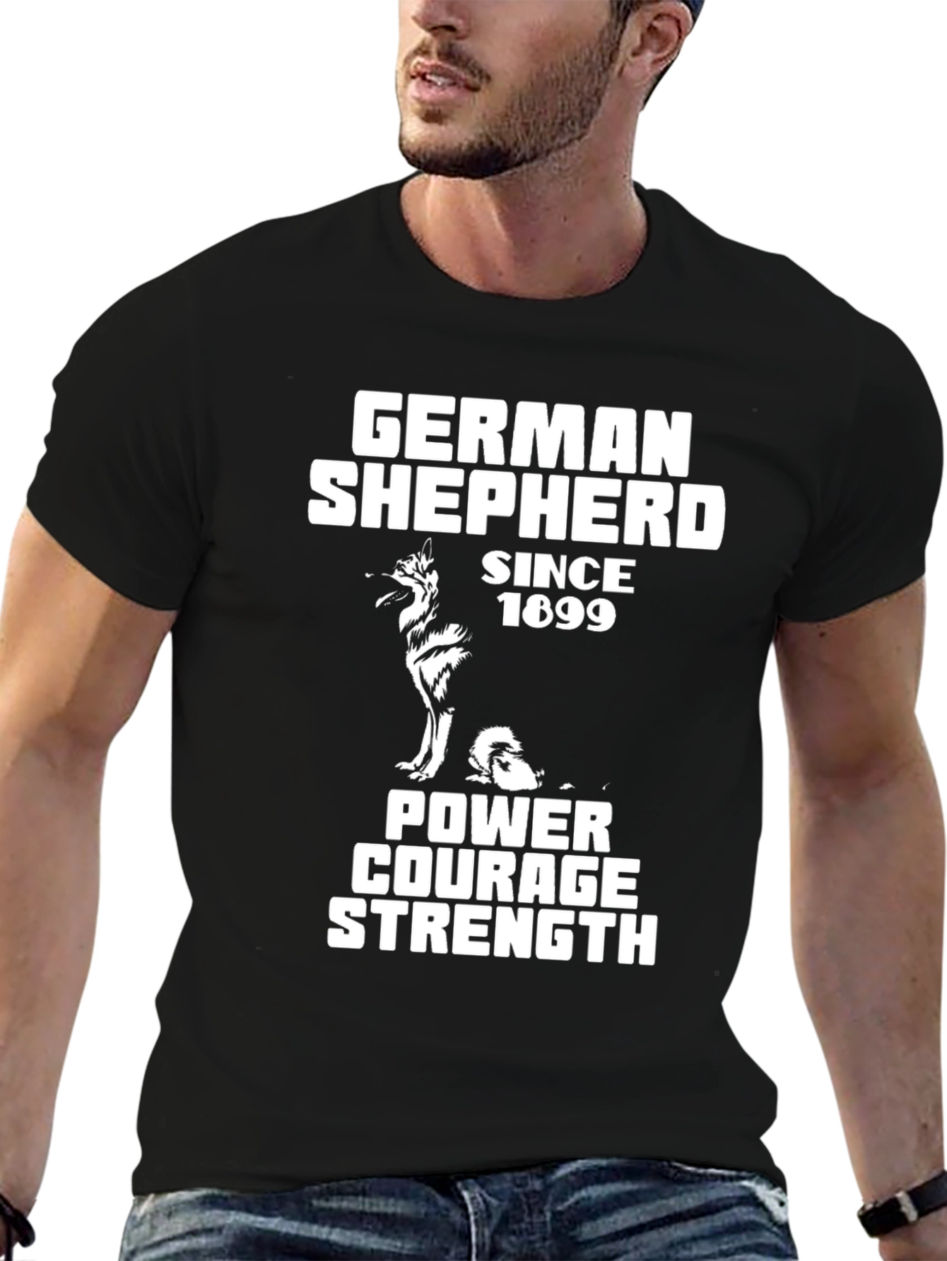 German Shepherd Power Graphic Tee - Dog Lover Shirt