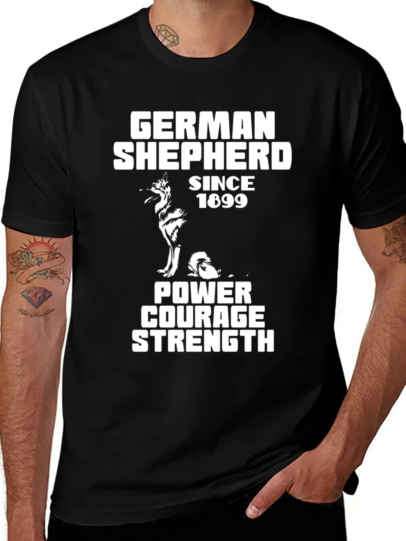 German Shepherd Power Graphic Tee - Dog Lover Shirt