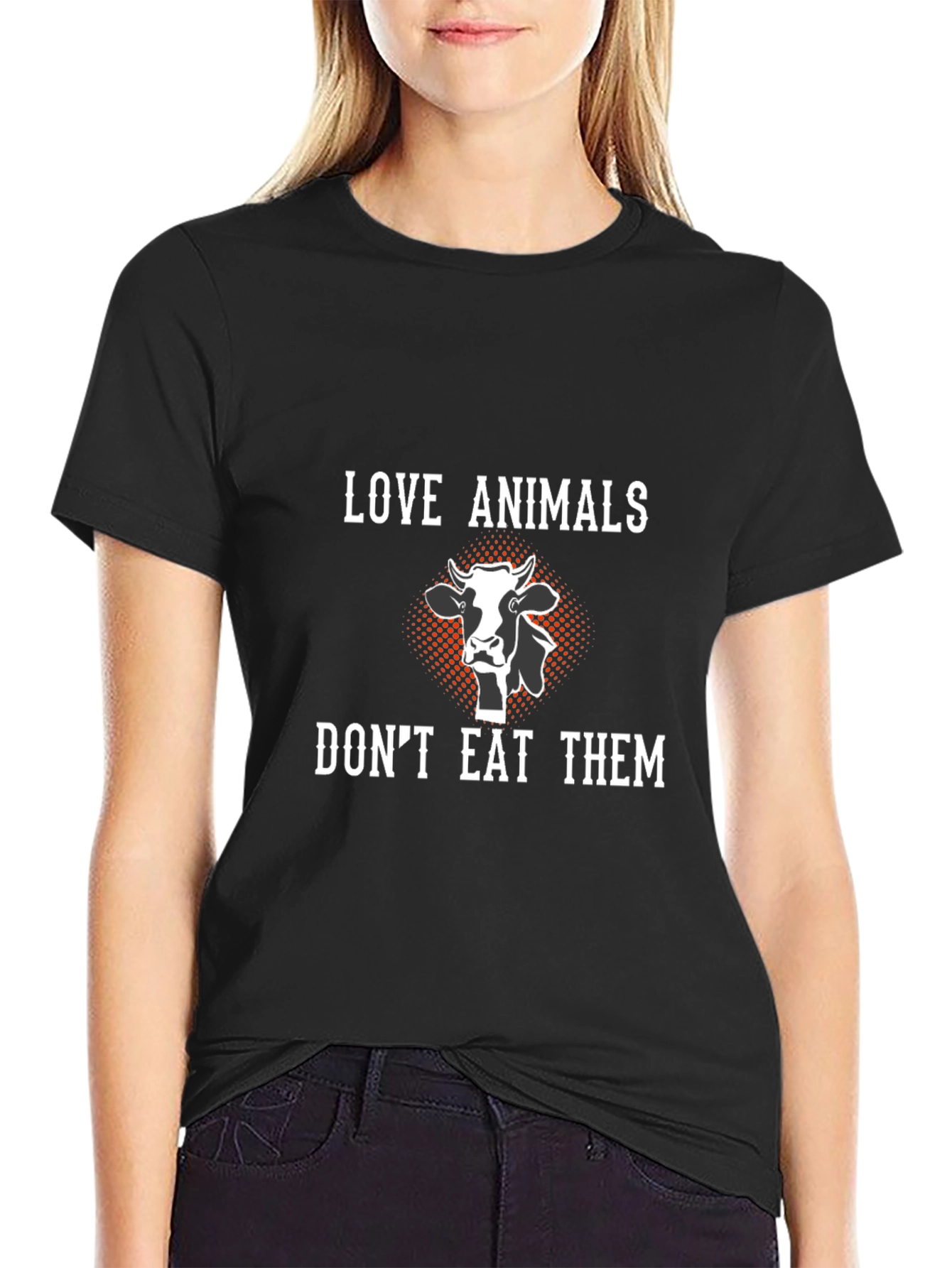 Love Animals Dont Eat Them Black T-Shirt