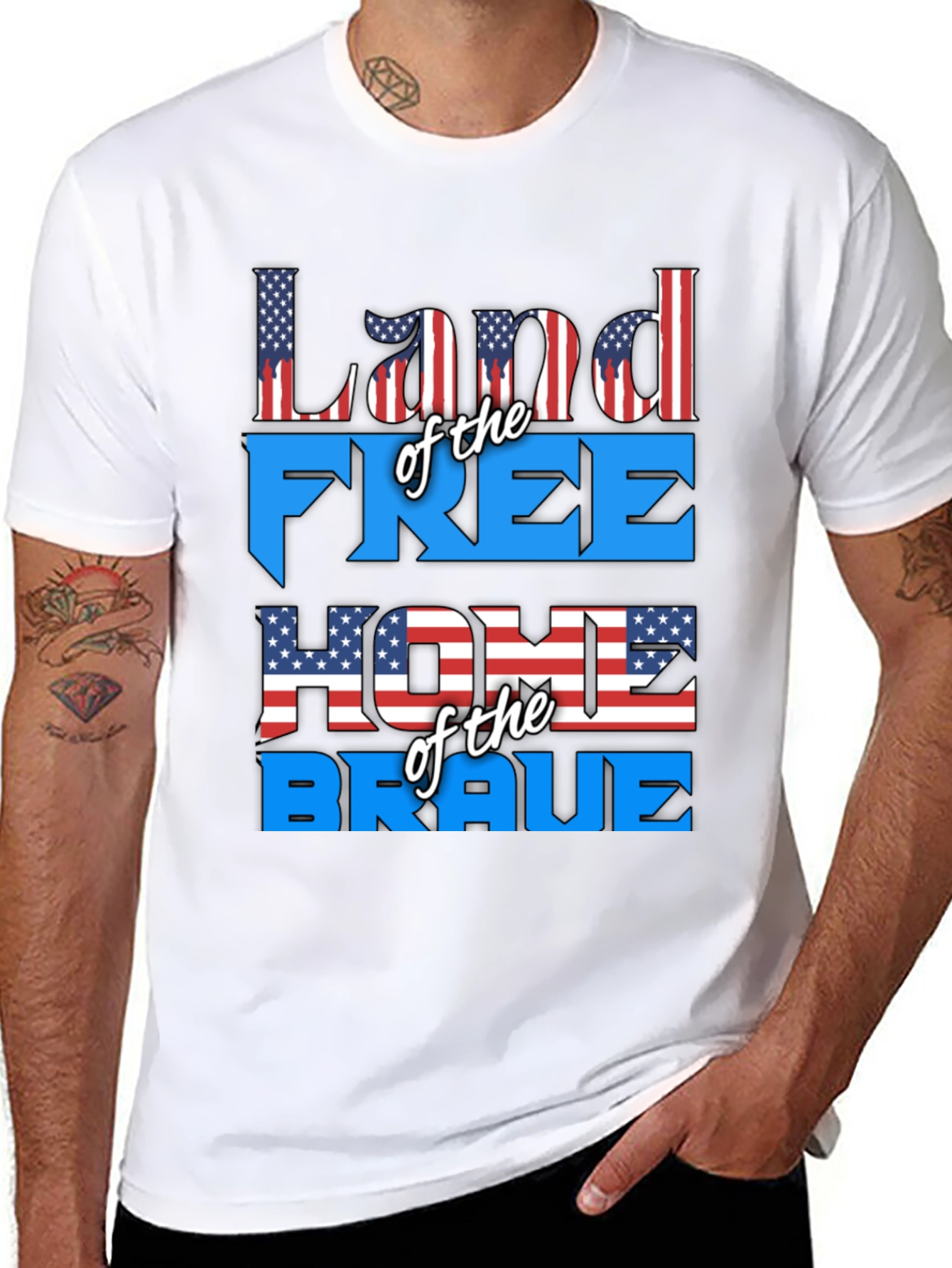 Patriotic Land of the Free Graphic T-Shirt