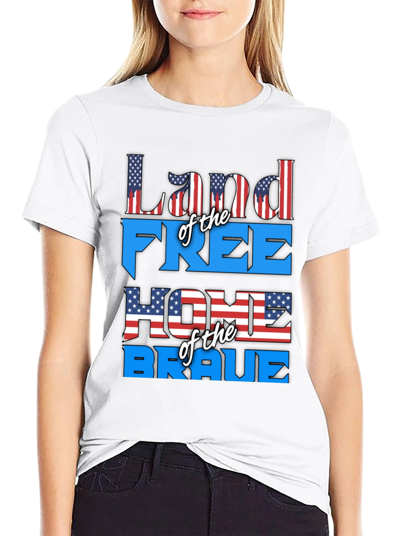 Patriotic Land of the Free Graphic T-Shirt