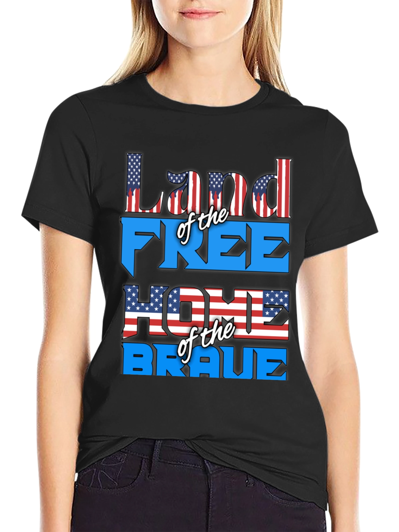 Patriotic Land of the Free Graphic T-Shirt