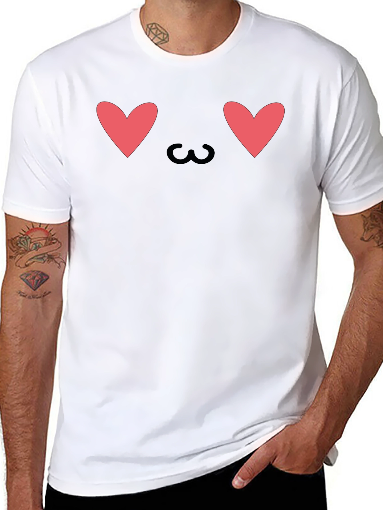 Cute Heart Eyes Emoji Graphic Tee - Black