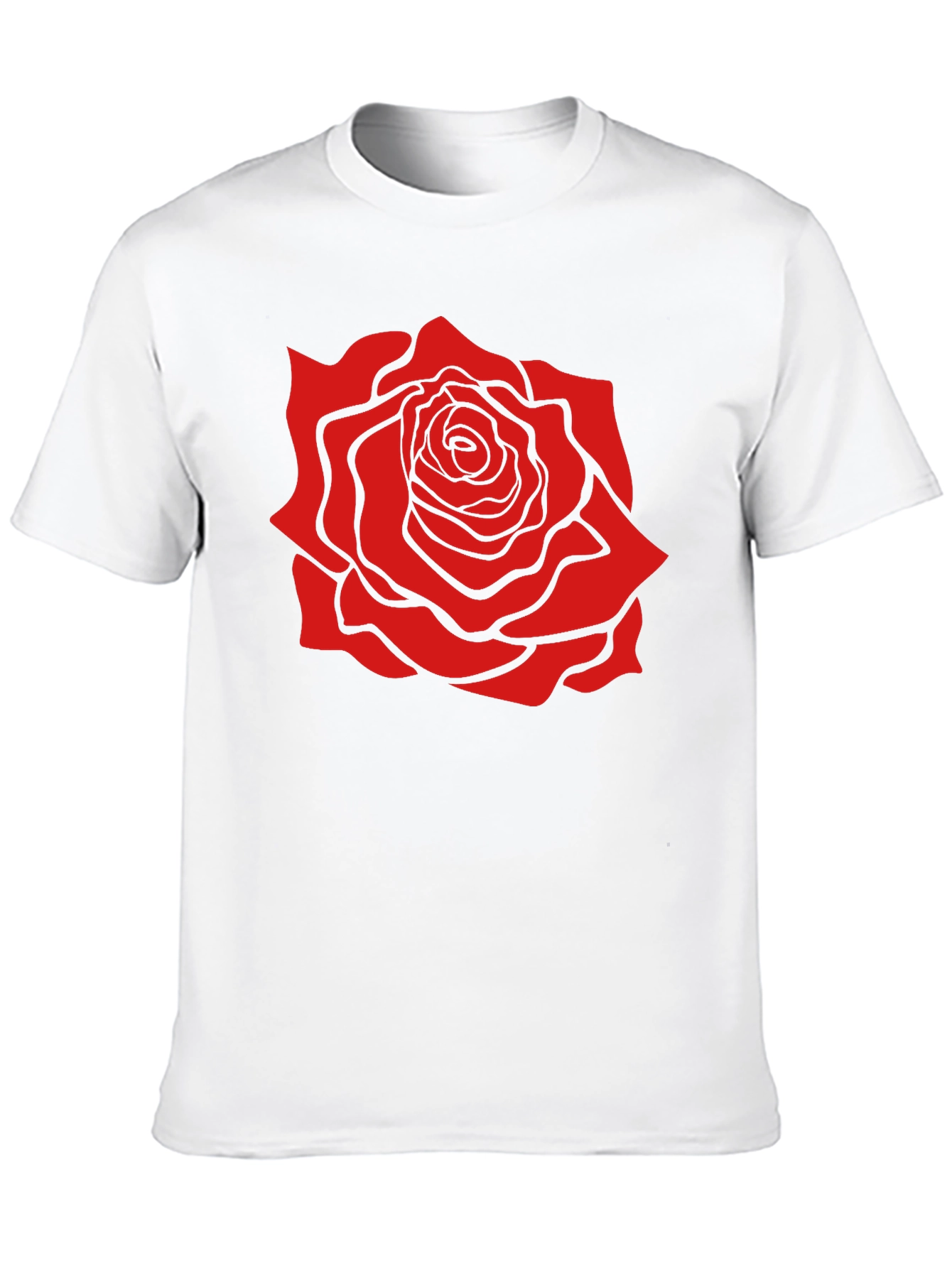 Black T-Shirt with Bold Red Rose Graphic