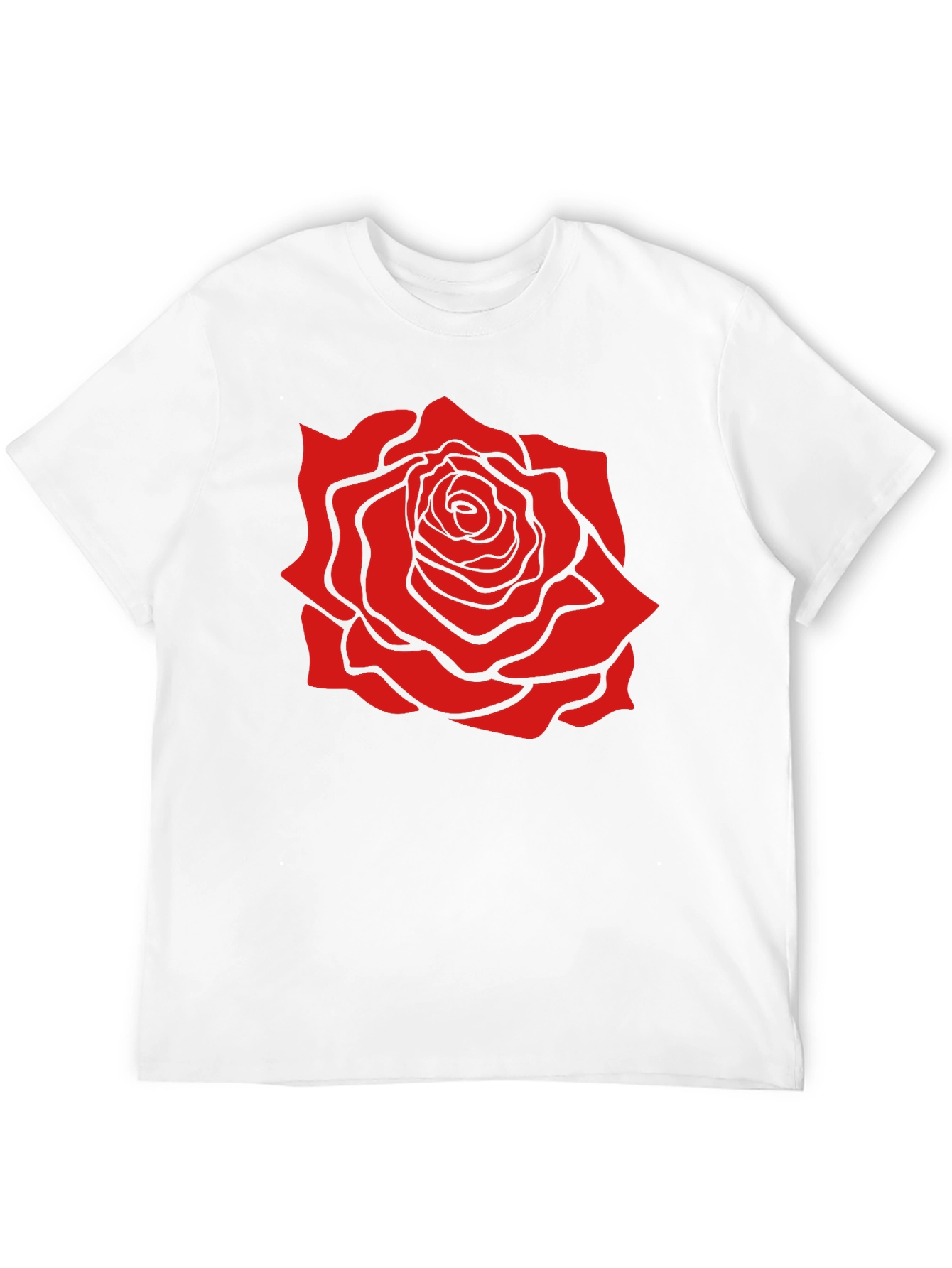 Black T-Shirt with Bold Red Rose Graphic