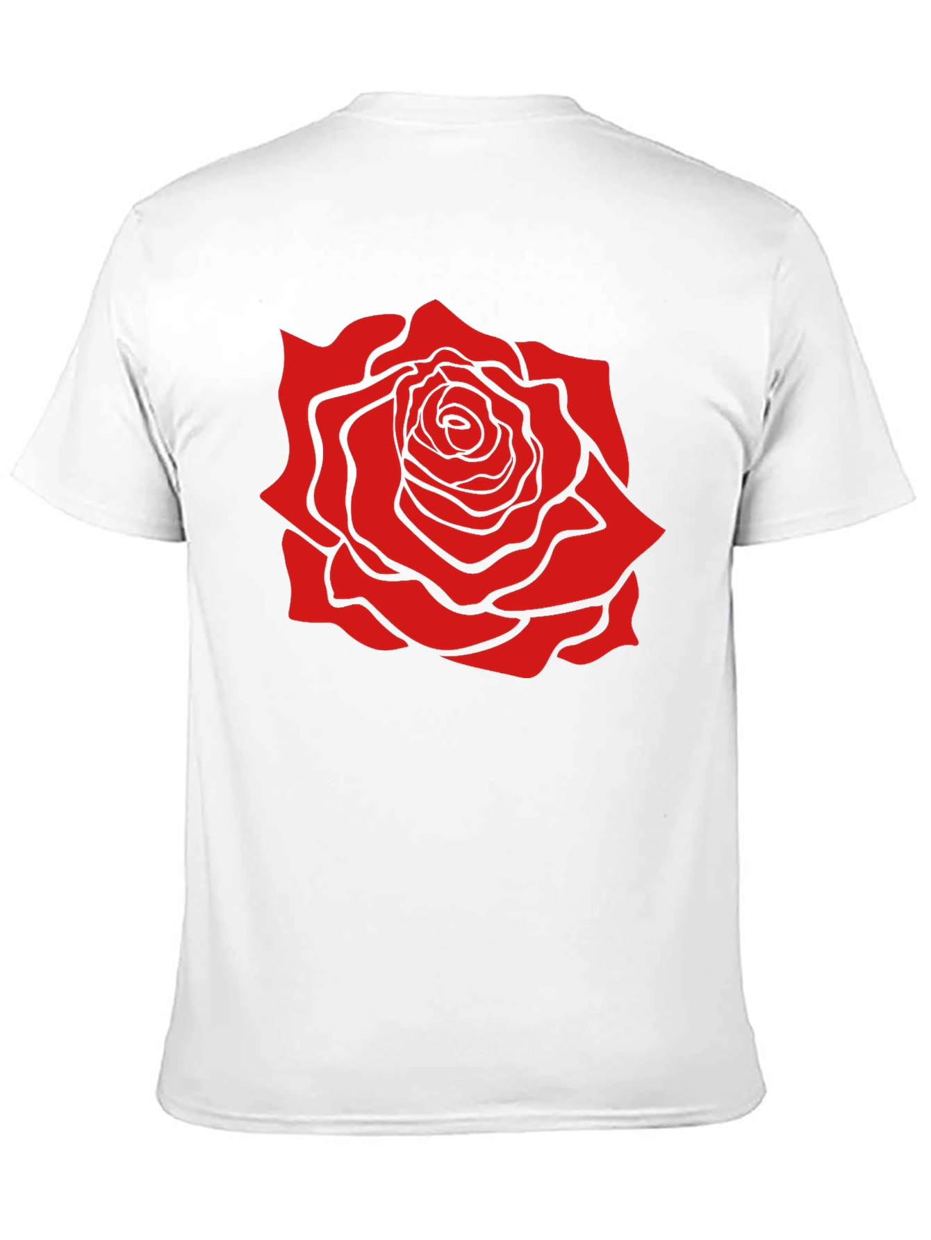 Black T-Shirt with Bold Red Rose Graphic