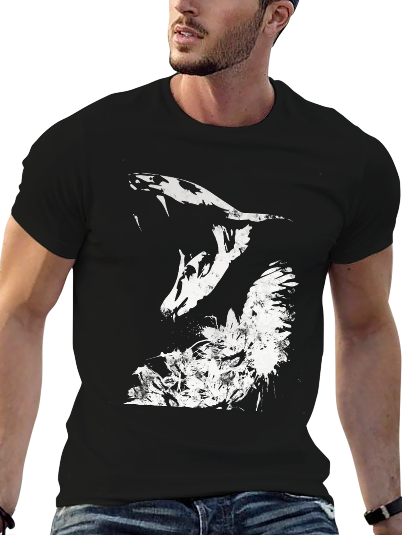 Mens Black Snake Graphic Tee