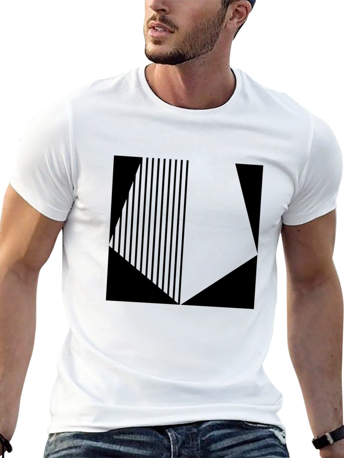 Geometric Graphic Print Black T-Shirt