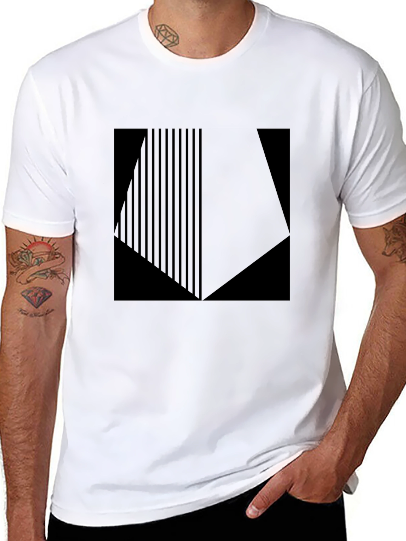 Geometric Graphic Print Black T-Shirt