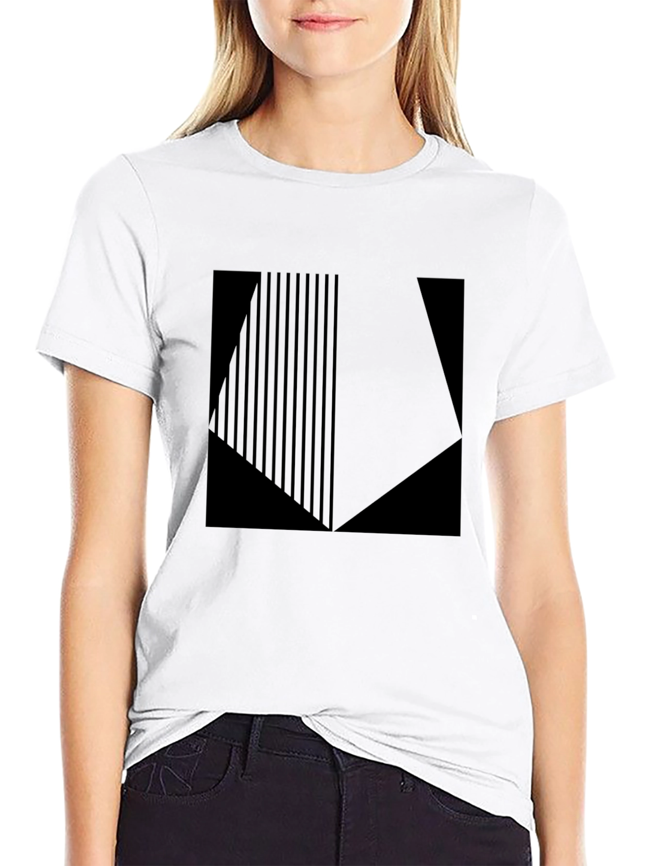 Geometric Graphic Print Black T-Shirt