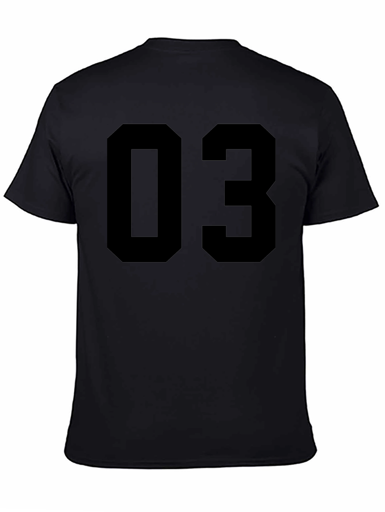 Black T-Shirt with Bold Number 03 Design