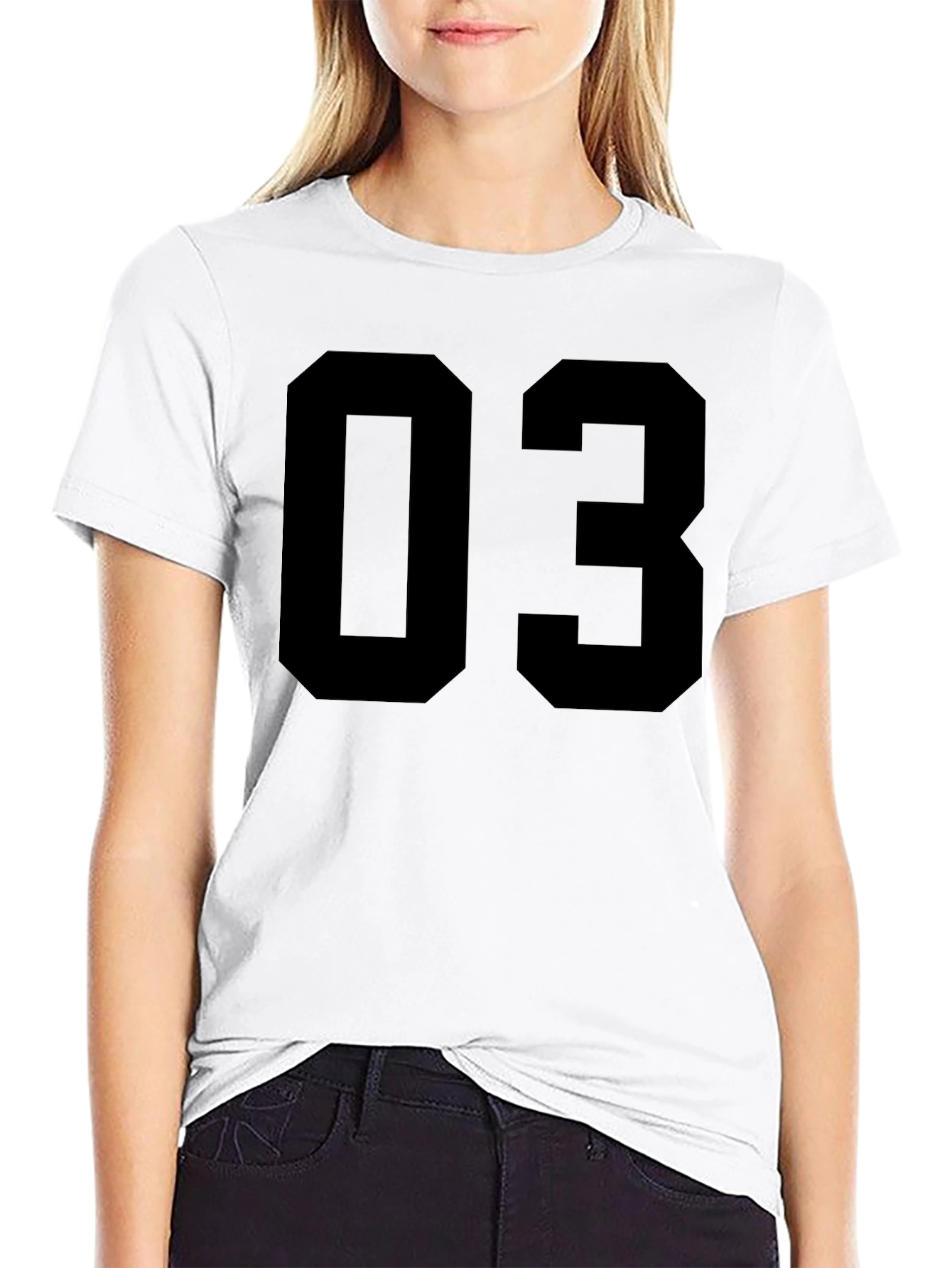 Black T-Shirt with Bold Number 03 Design