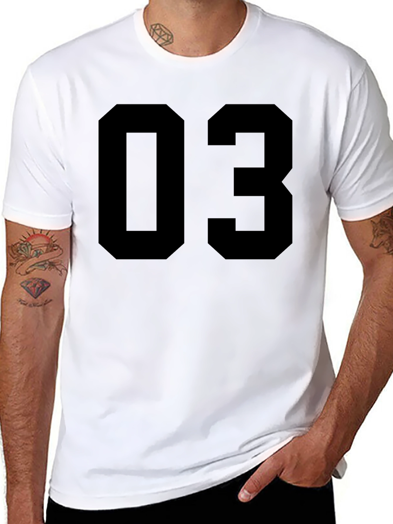 Black T-Shirt with Bold Number 03 Design